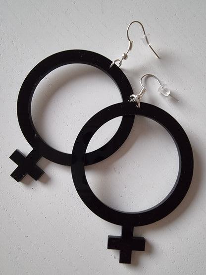 Earrings feminist Black