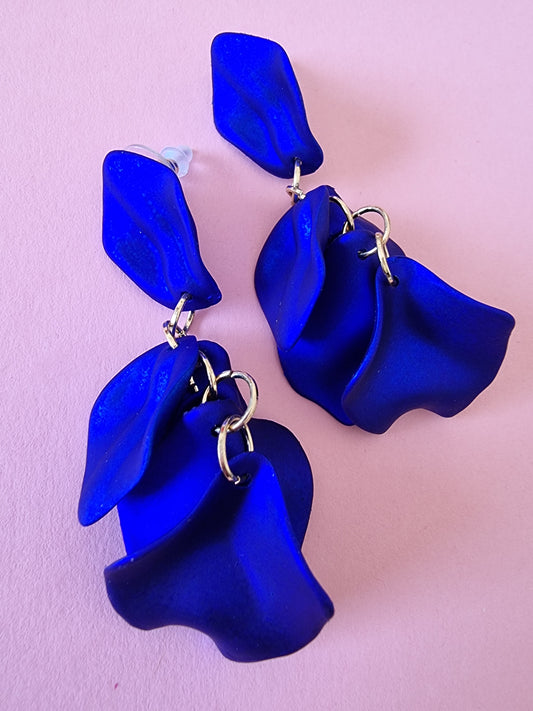 Earrings Barley blue leaves