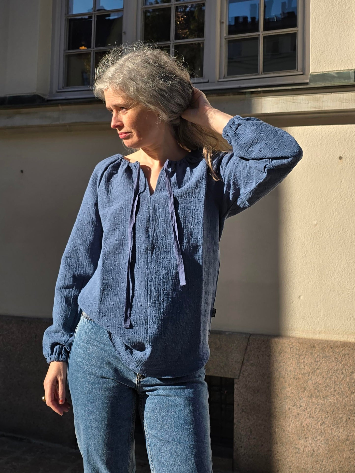 Blus Cozy Jeansblå