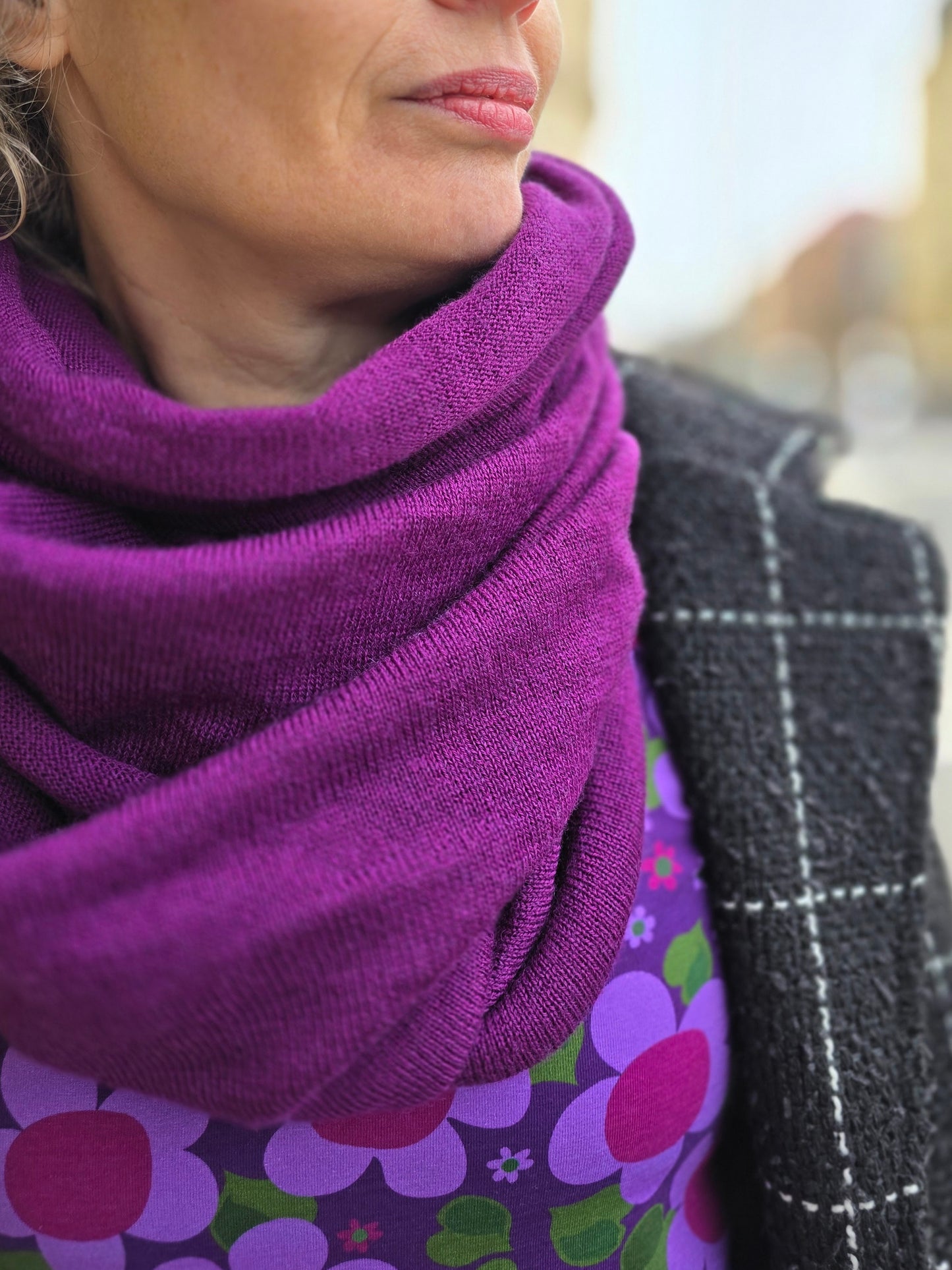 Wool, tube shawl Purple 