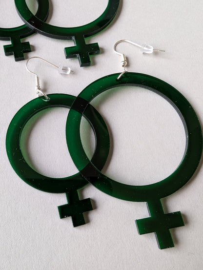 Earring feminist Green