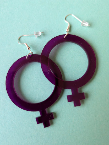 Earrings feminist Purple