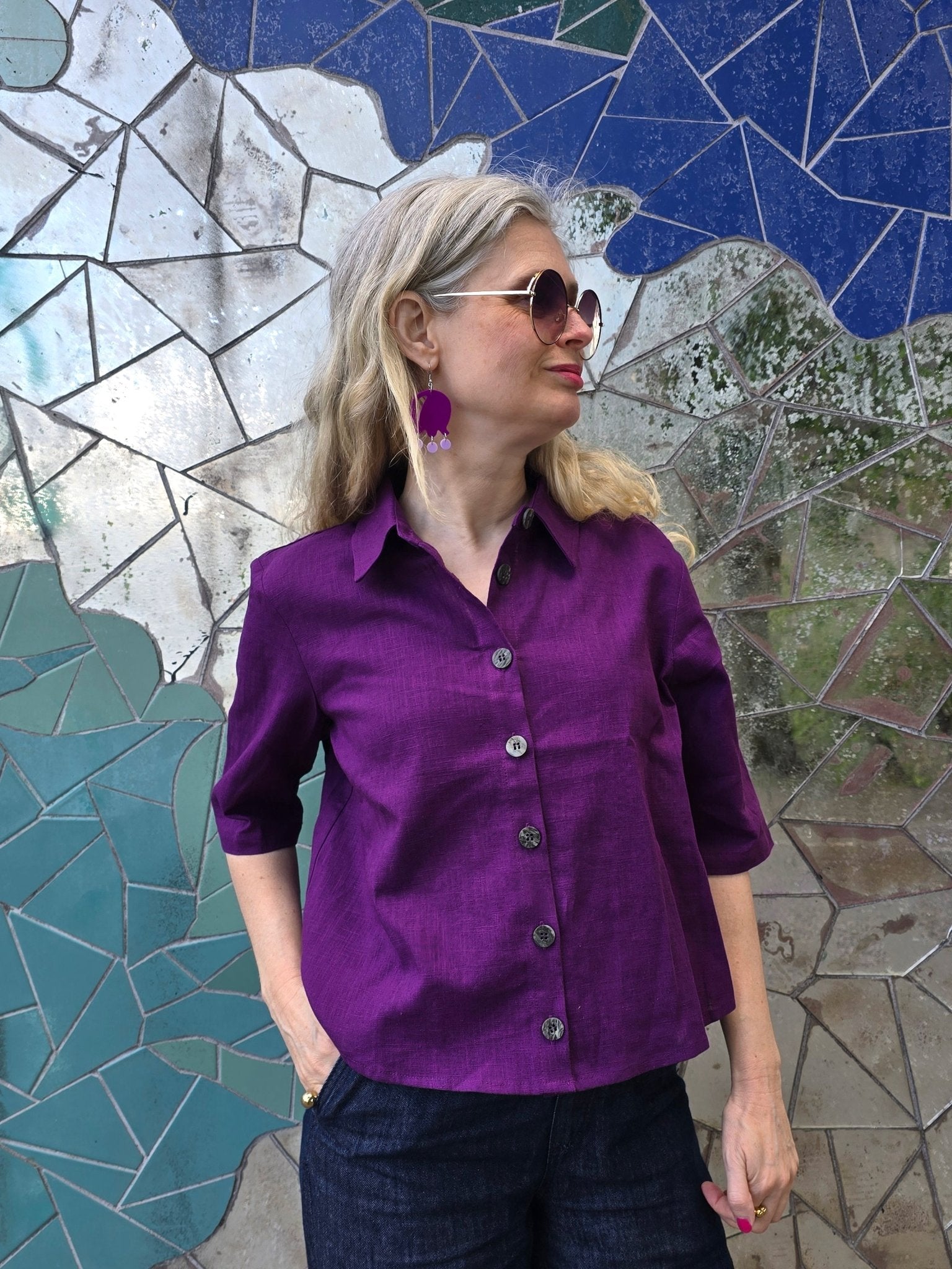 Blus Lila linneblus | Rino Blus i S från Rino Design Sthlm