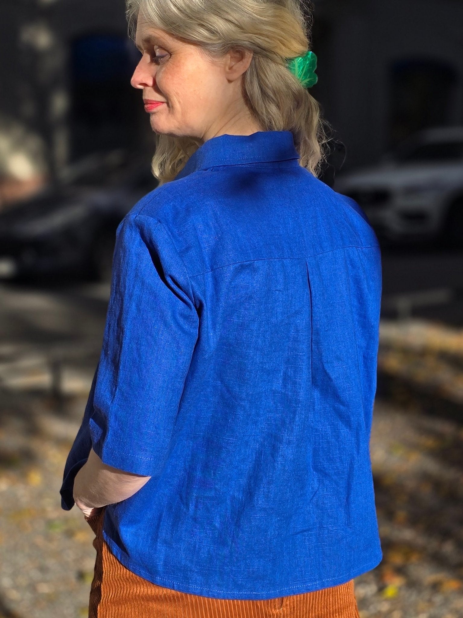 Blus Linne Klarblå | Rino Blus i S från Rino Design Sthlm