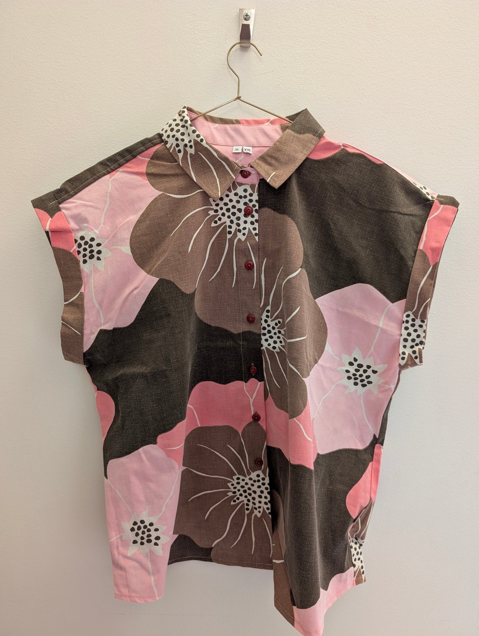 Blus Nätt Retro 70's brun - rosa | Rino Blus i S/M från Rino Design Sthlm