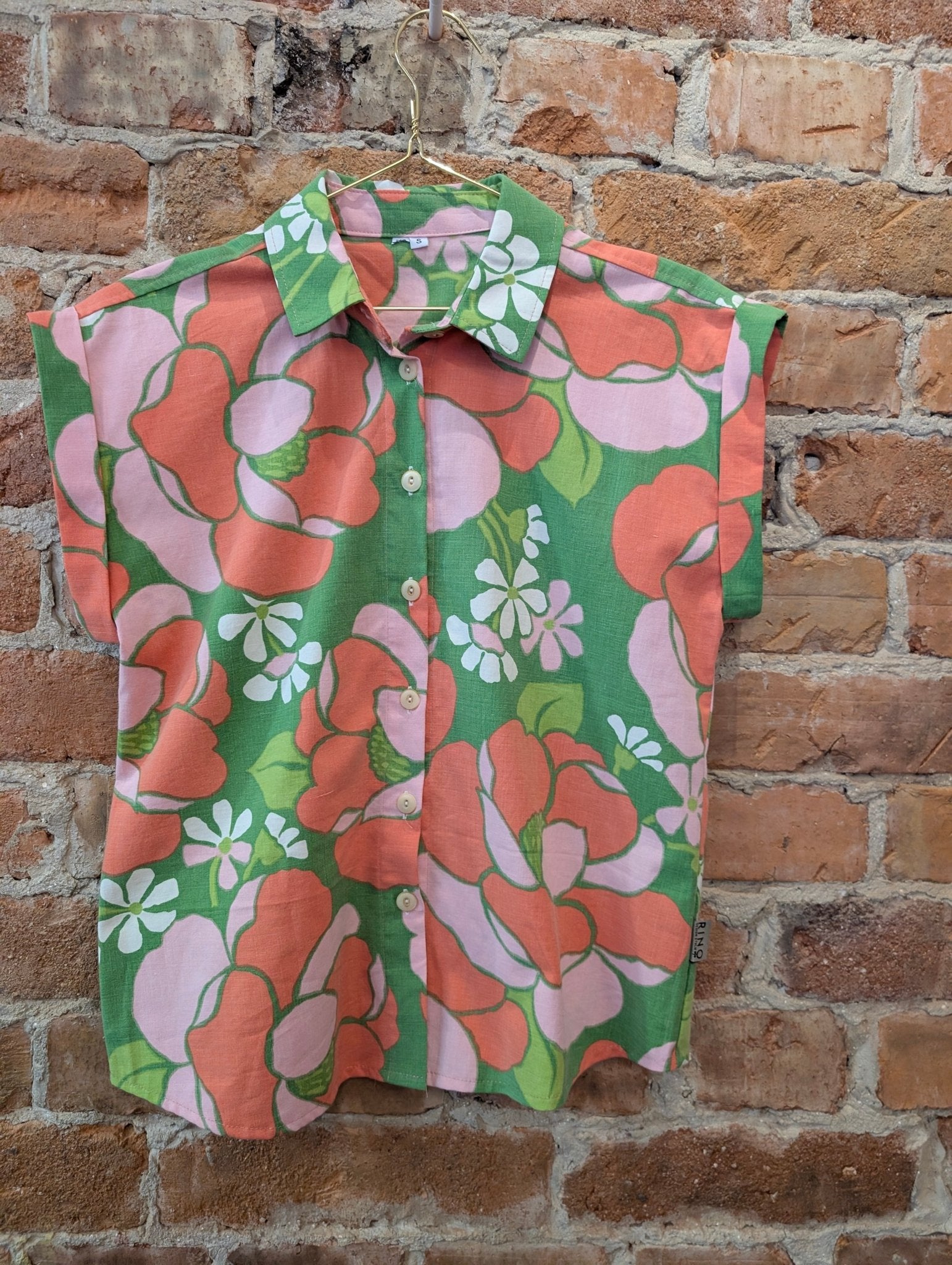 Blus Nätt Retro Grön/rosa | Rino Blus i S/M från Rino Design Sthlm