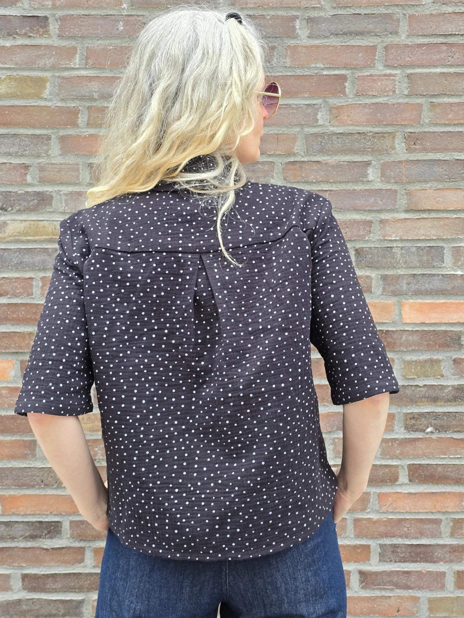 Blus Svart/Vita prickar Muslin | Rino Blus i S från Rino Design Sthlm