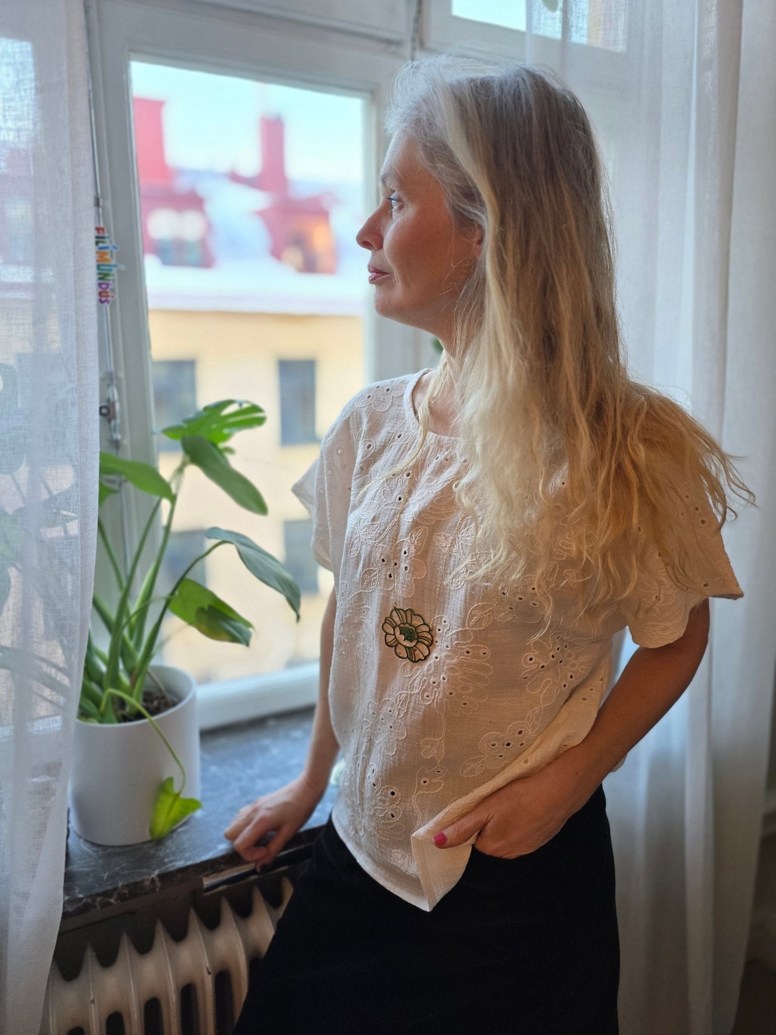 Box - blus dam – Muslin Brodyr Vit - Rino Design Sthlm