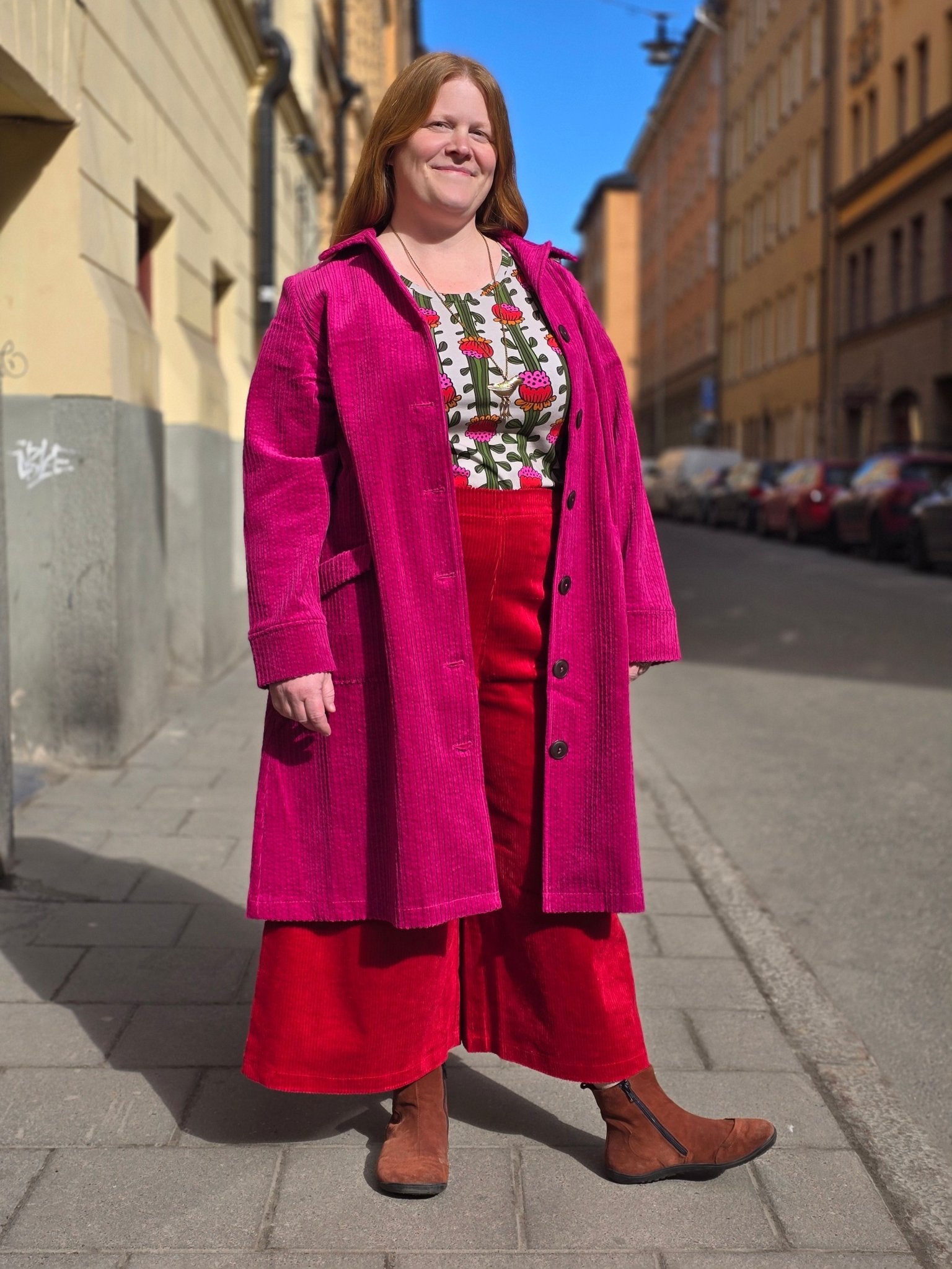 Culottebyxor manchester röd | Rino Byxor i S från Rino Design Sthlm