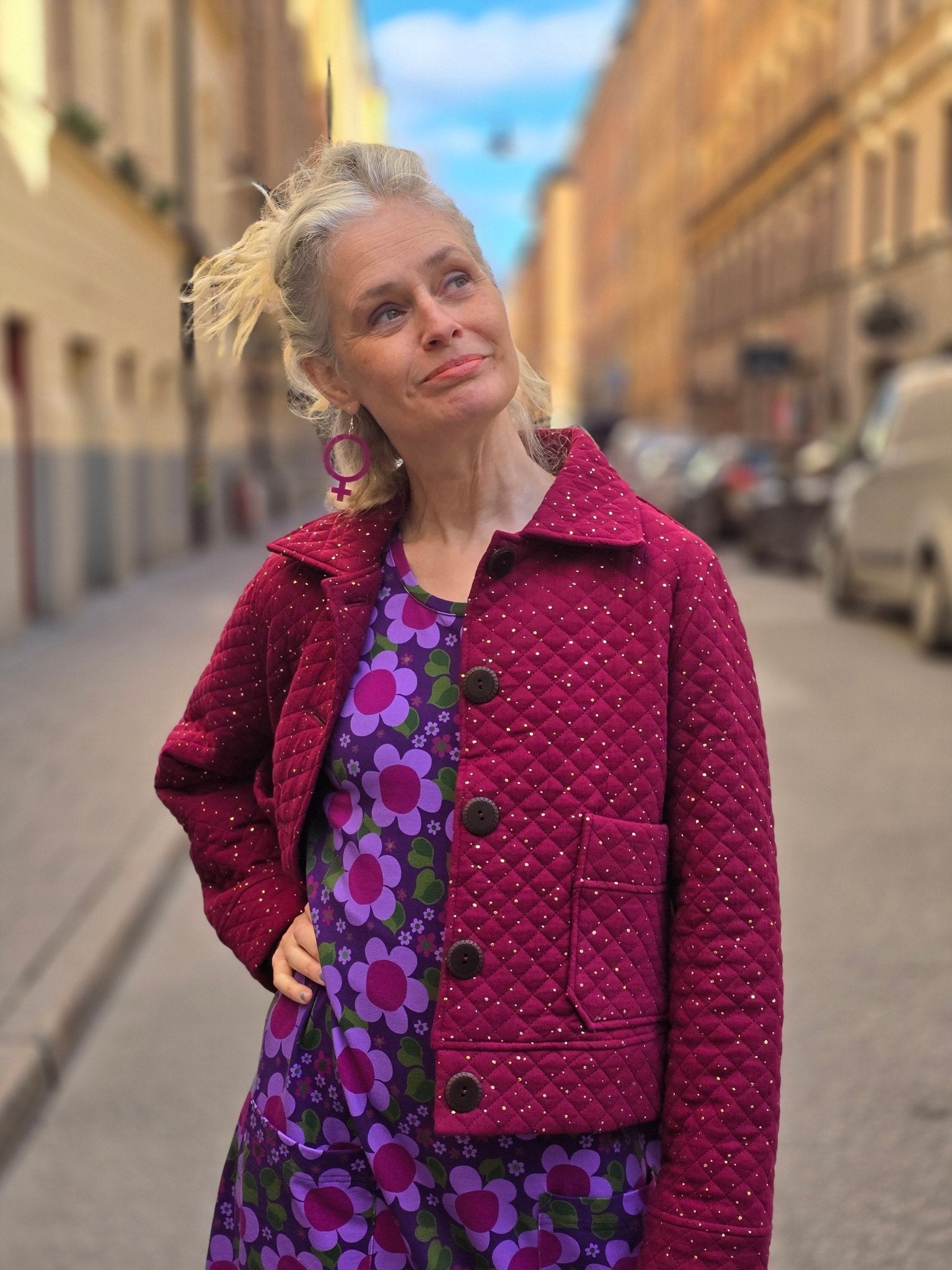 Jacka Quiltad Muslin Vinröd - Rino Design Sthlm