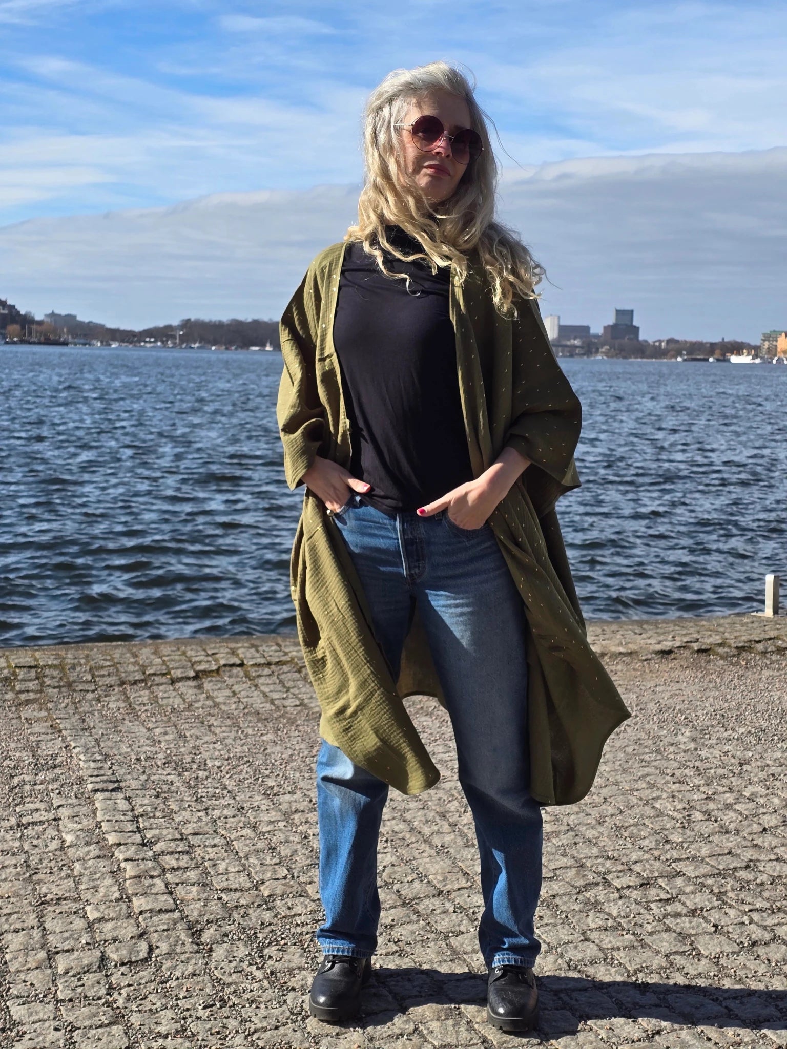 Kaftan Wonder Woman Grön - guld | Rino Kaftan muslin i One size från Rino Design Sthlm