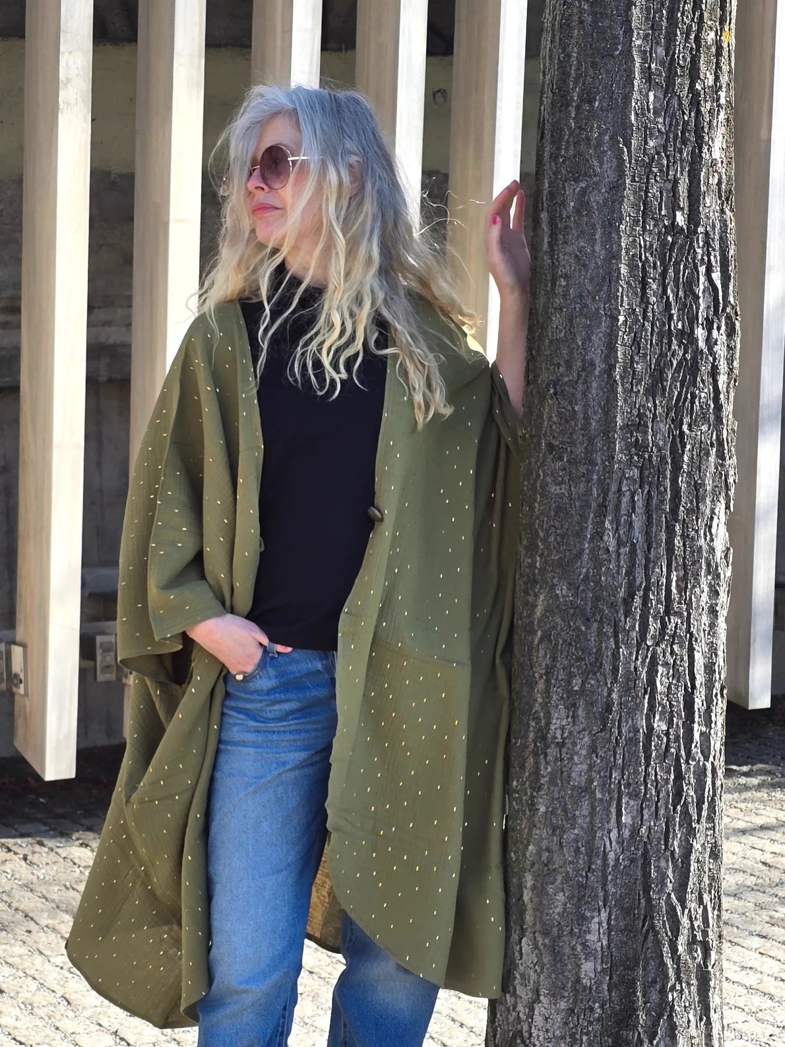 Kaftan Wonder Woman Grön - guld | Rino Kaftan muslin i One size från Rino Design Sthlm