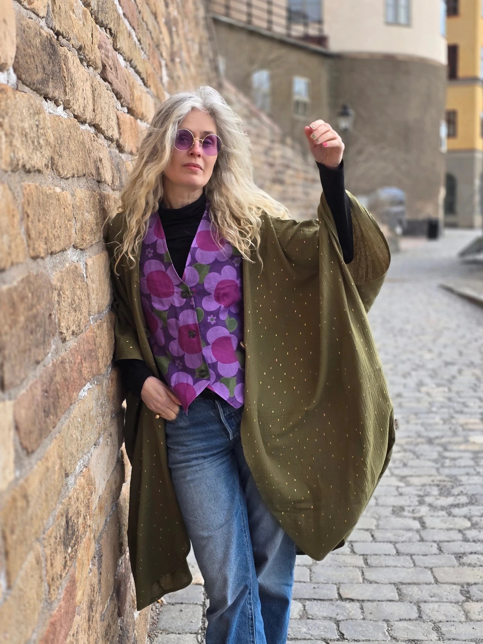Kaftan Wonder Woman Grön - guld | Rino Kaftan muslin i One size från Rino Design Sthlm