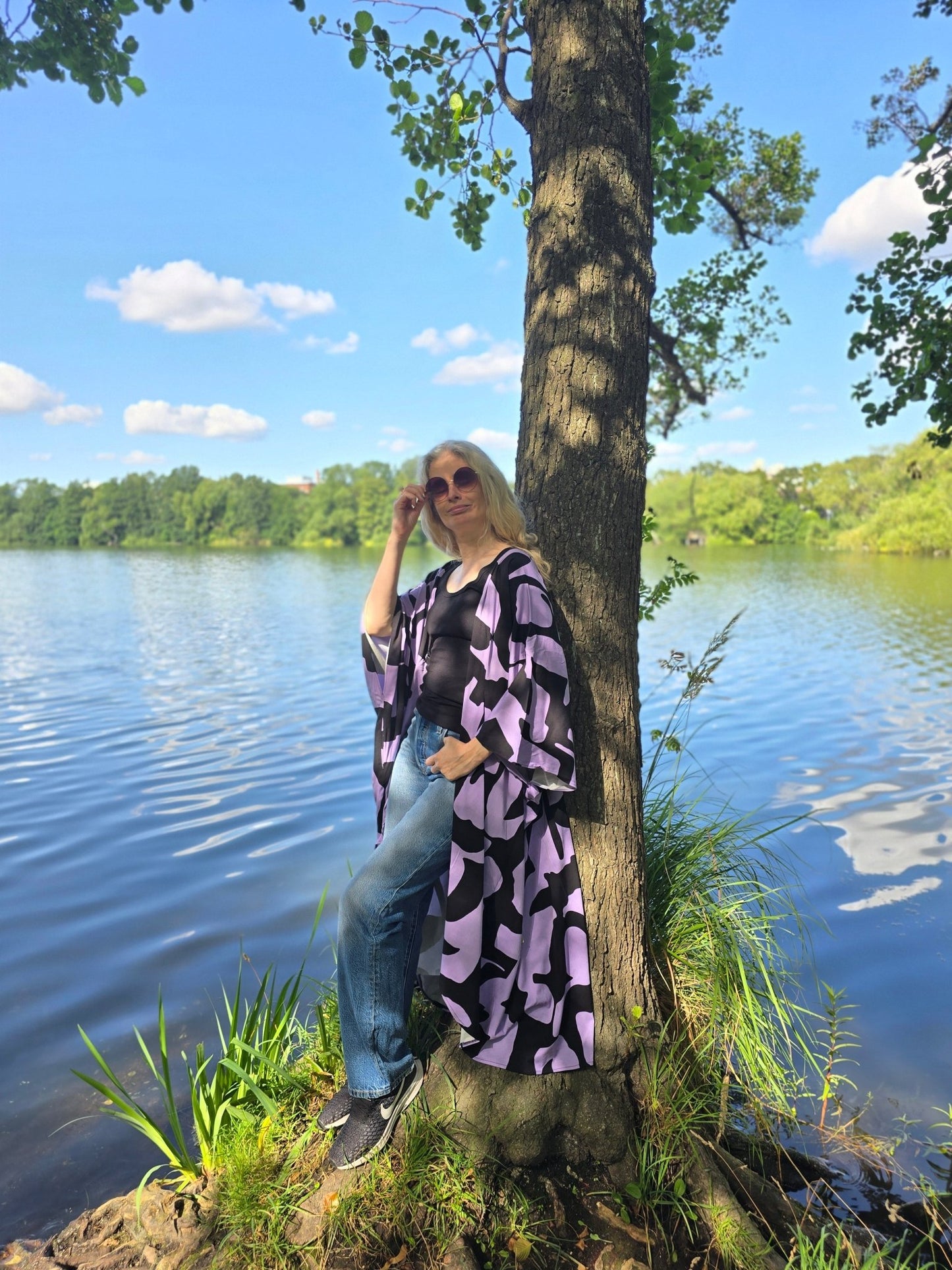 Kaftan Wonder Woman Lila grafisk - Rino Design Sthlm