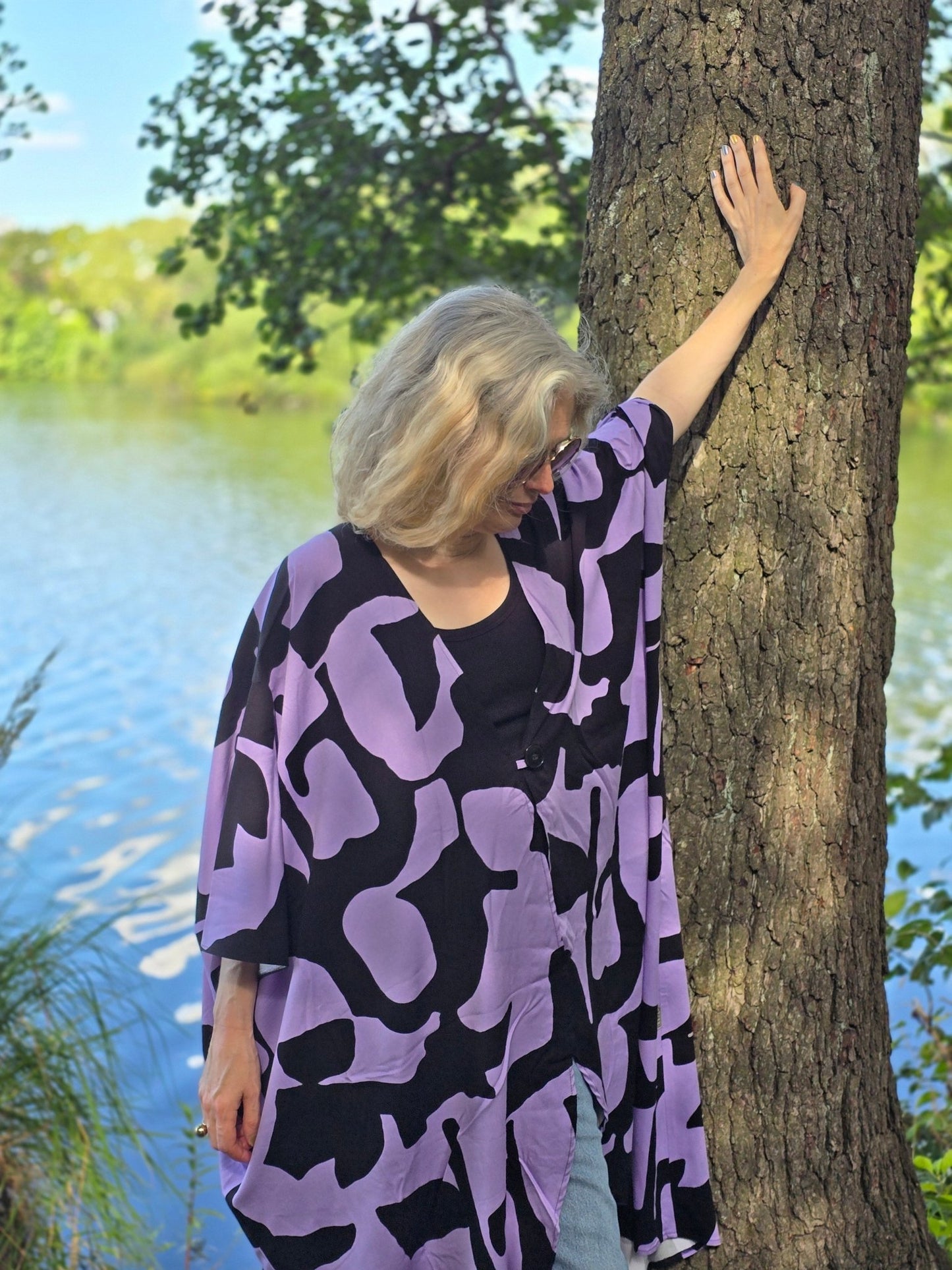 Kaftan Wonder Woman Lila grafisk - Rino Design Sthlm