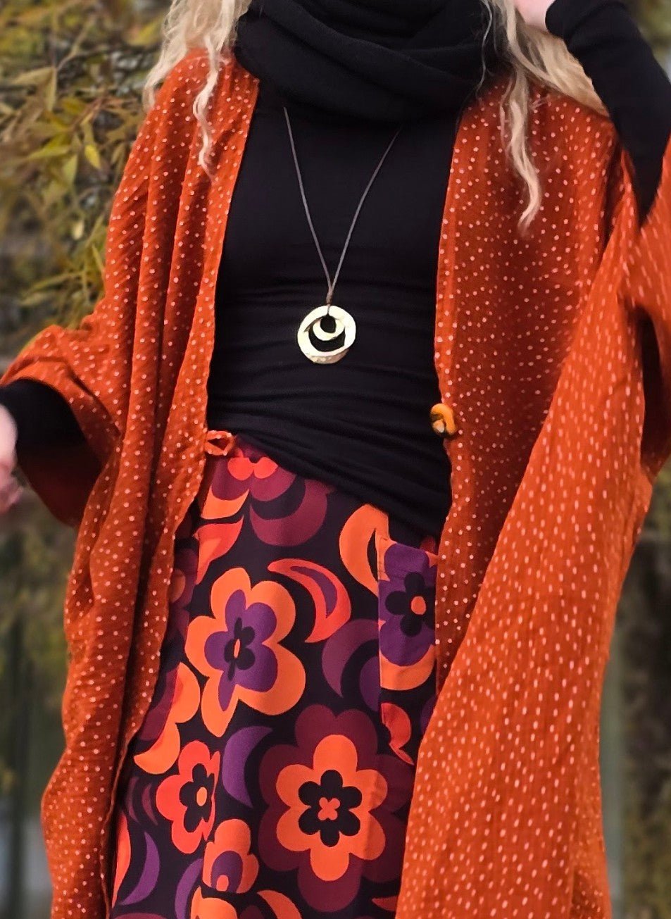 Kaftan Wonder Woman Rost Vita Prickar kortare | Rino Kaftan muslin i One size från Rino Design Sthlm