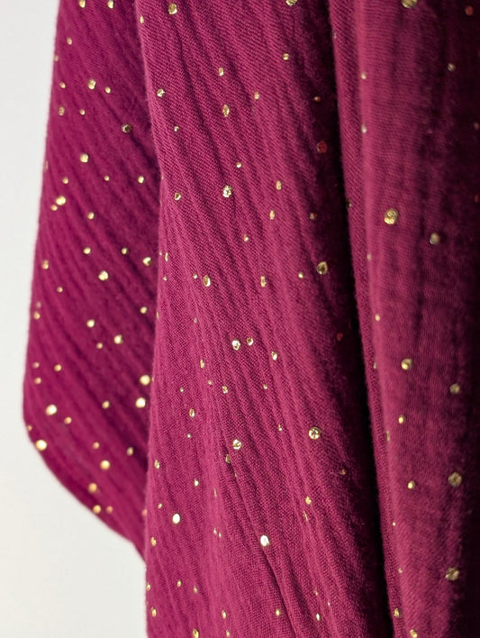 Kaftanklänning Multi Vinröd/guld med knappar - Rino Design Sthlm