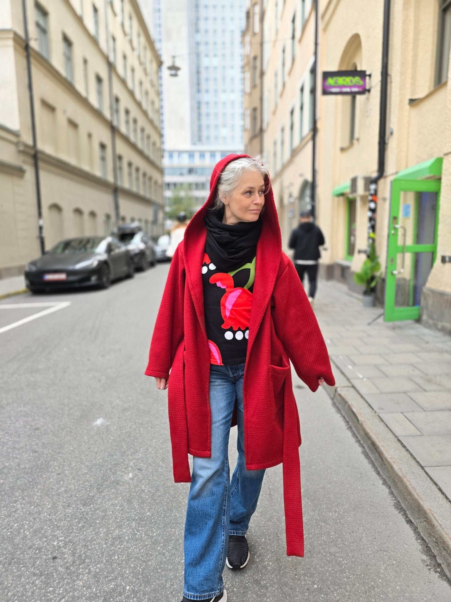 Kappa Rödluvan Röd ull | Rino Kappa ull i S/M från Rino Design Sthlm