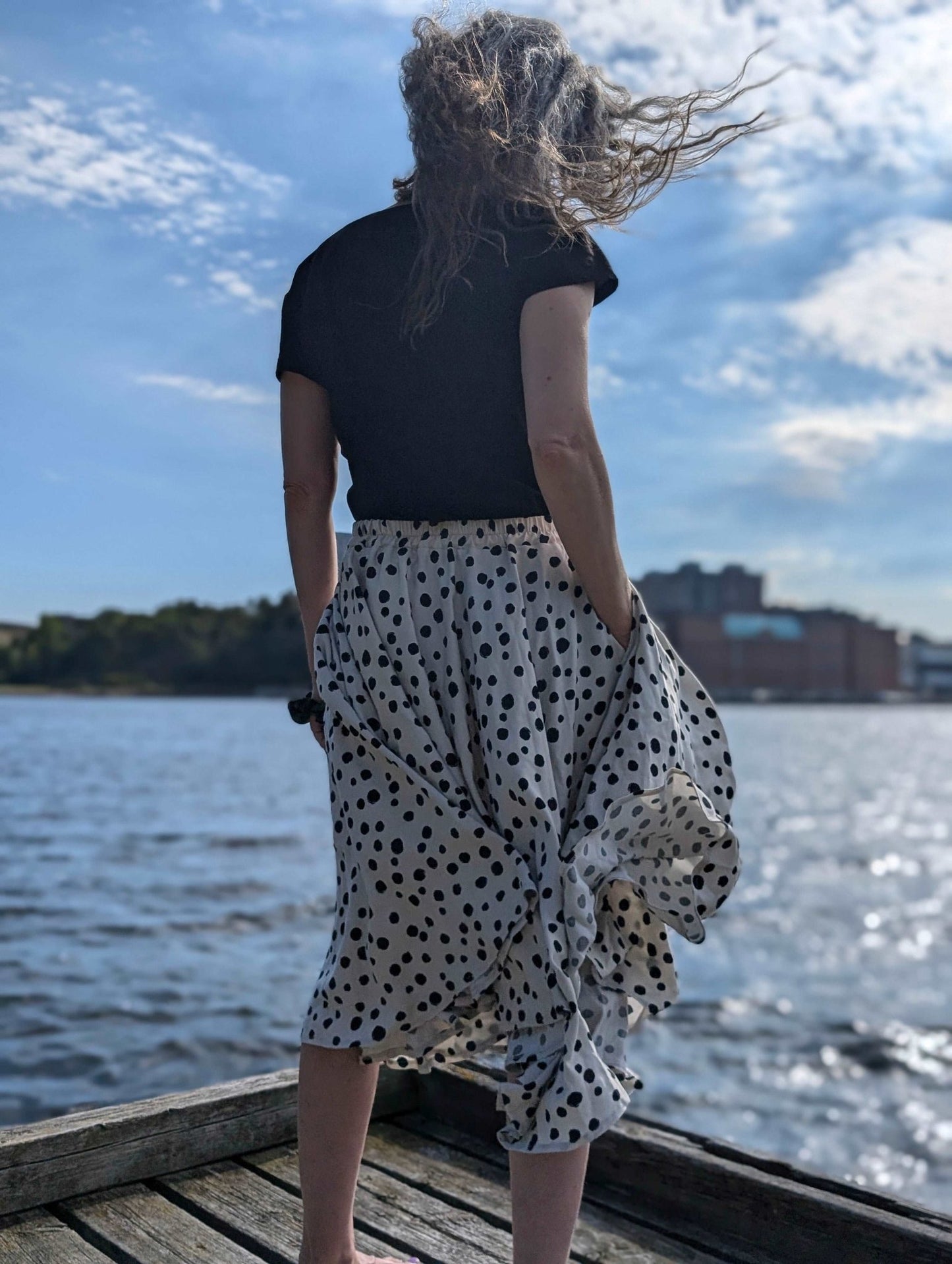 Kjol snurr Vit/svart - Rino Design Sthlm