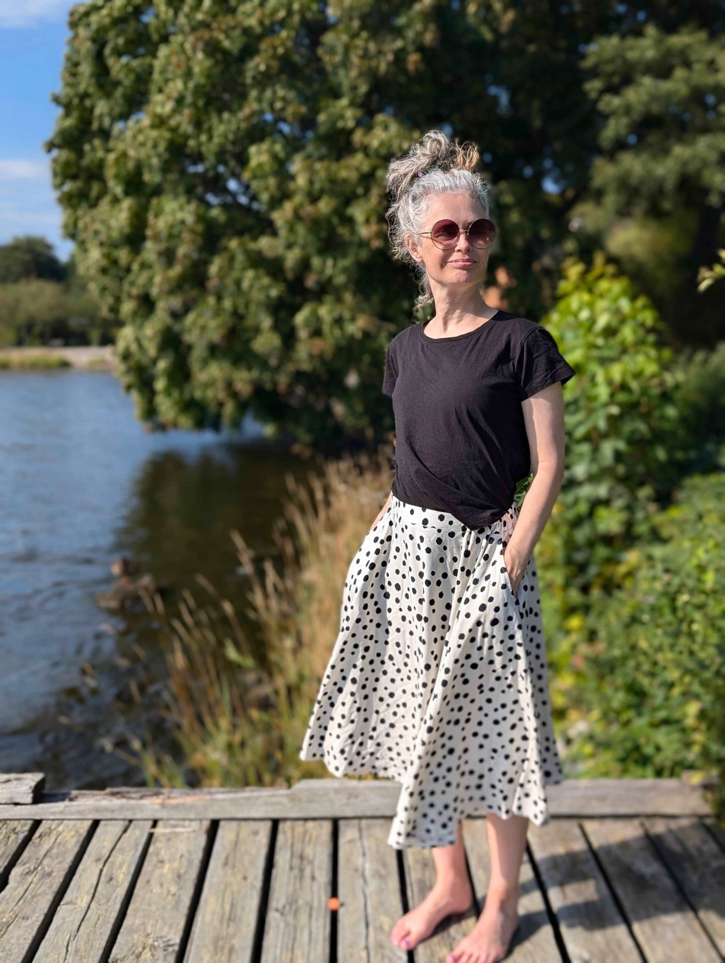 Kjol snurr Vit/svart - Rino Design Sthlm