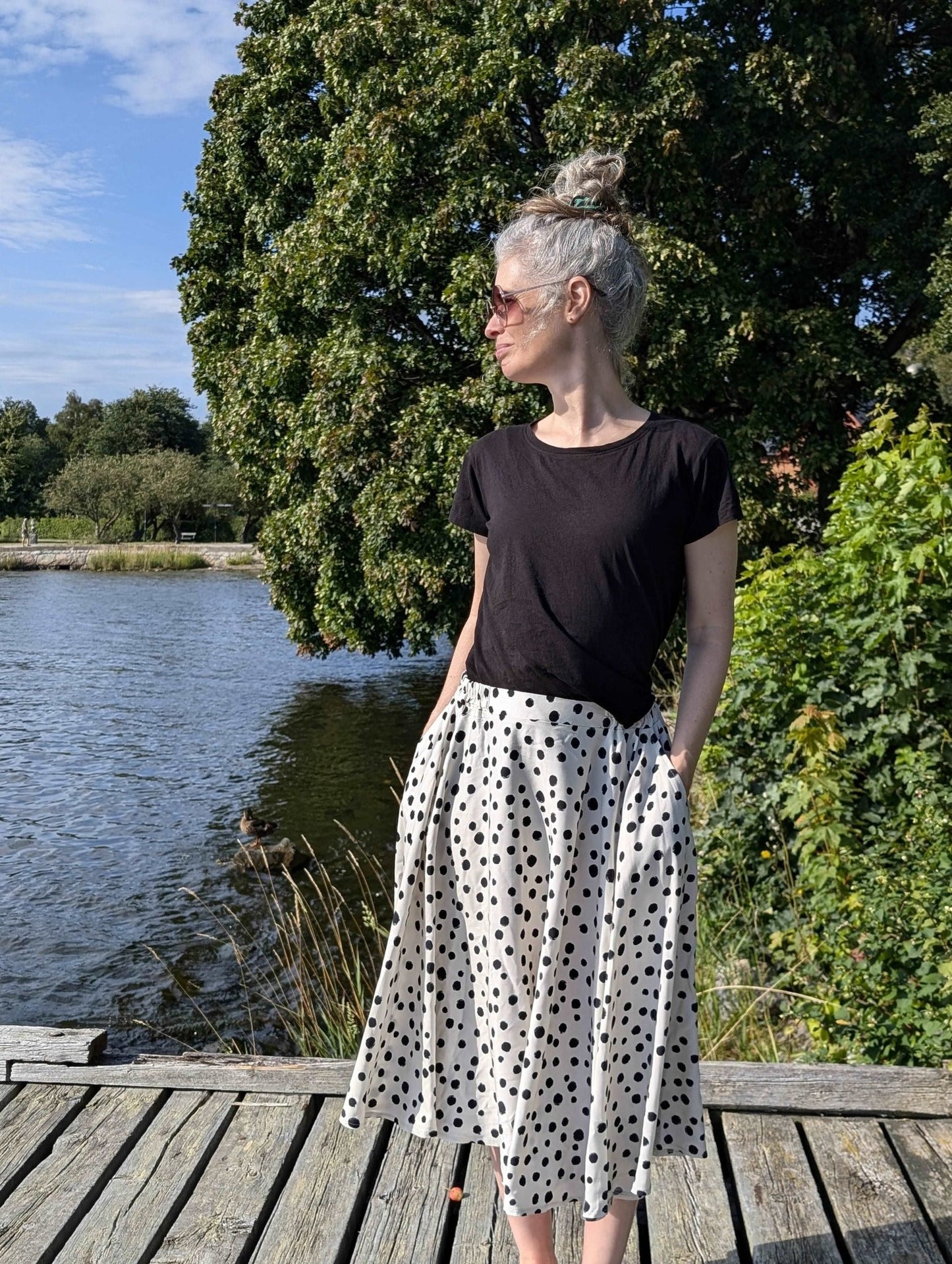 Kjol snurr Vit/svart - Rino Design Sthlm