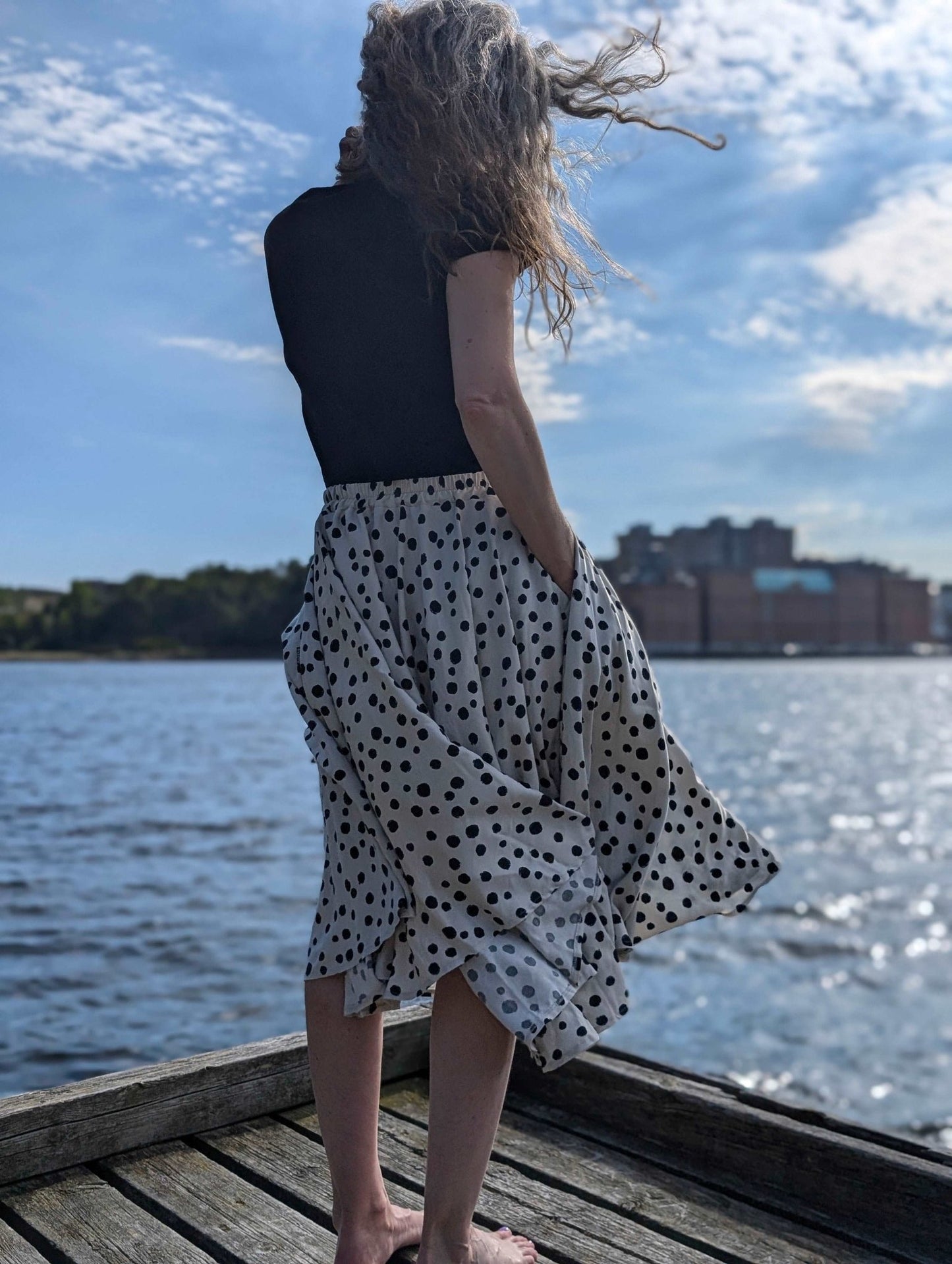 Kjol snurr Vit/svart - Rino Design Sthlm