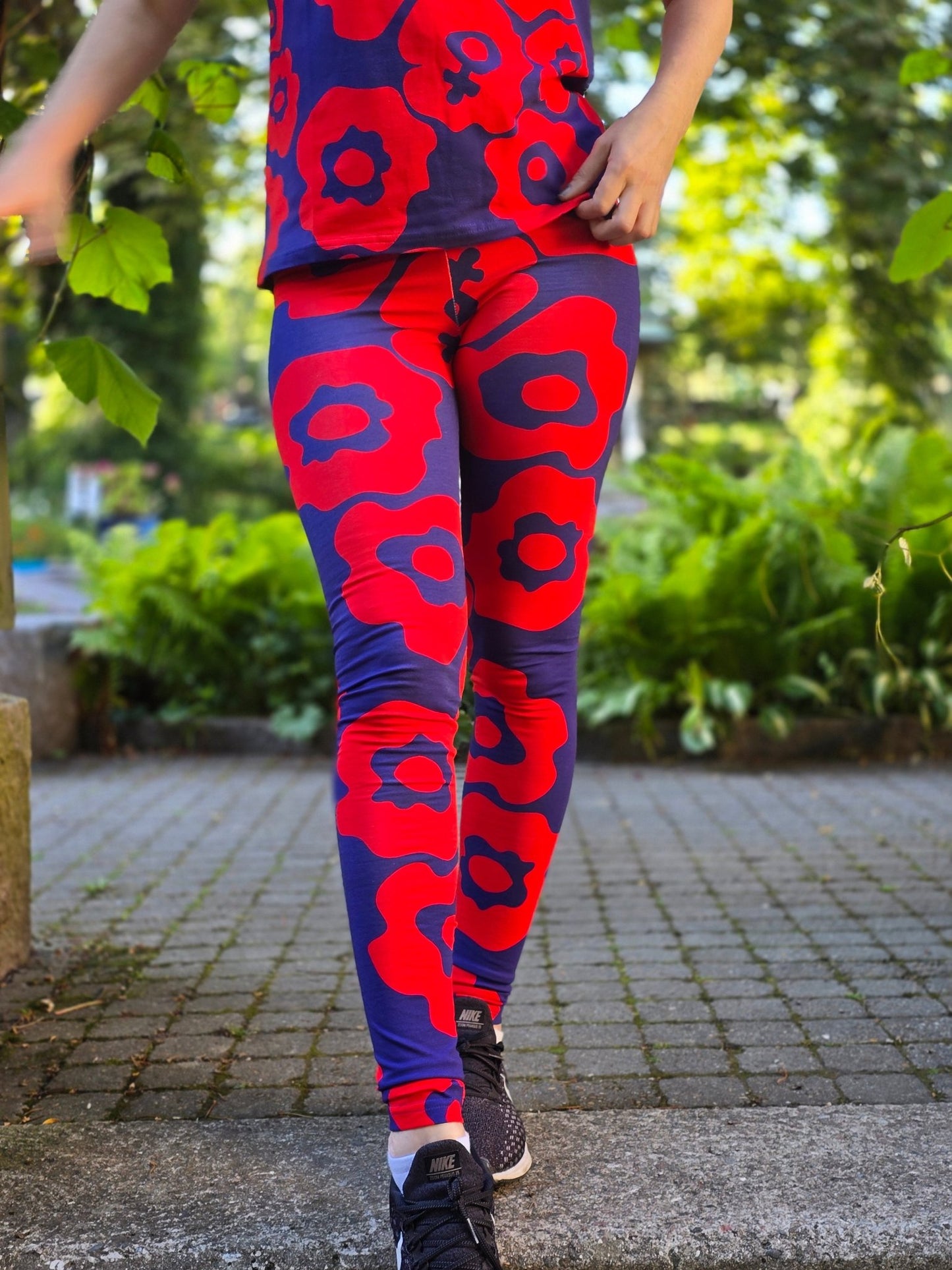 Leggings Blå - röd Feminist by Rino - Rino Design Sthlm
