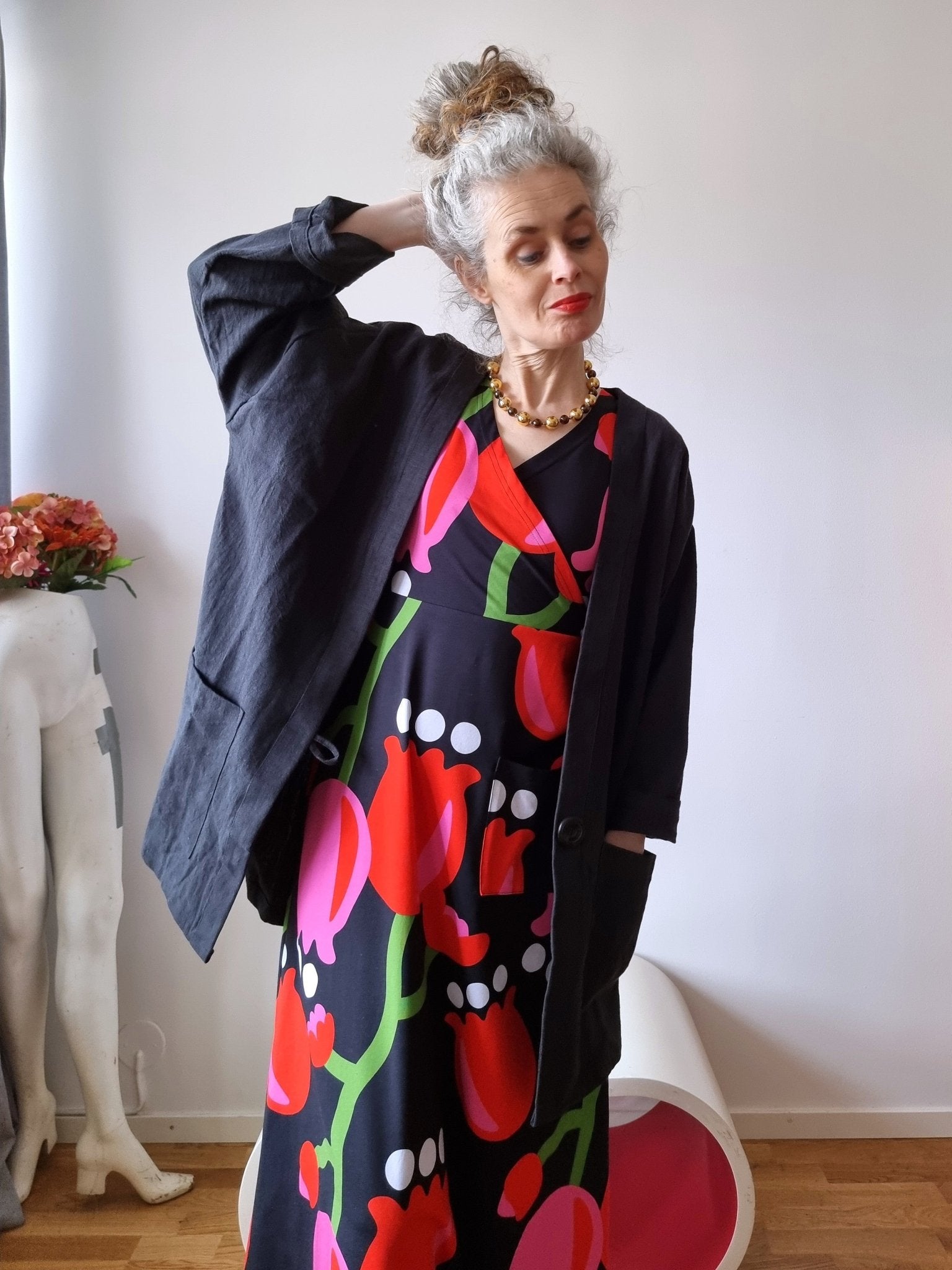 Kavaj Linne Svart | Rino Kavaj i One size från Rino Design Sthlm