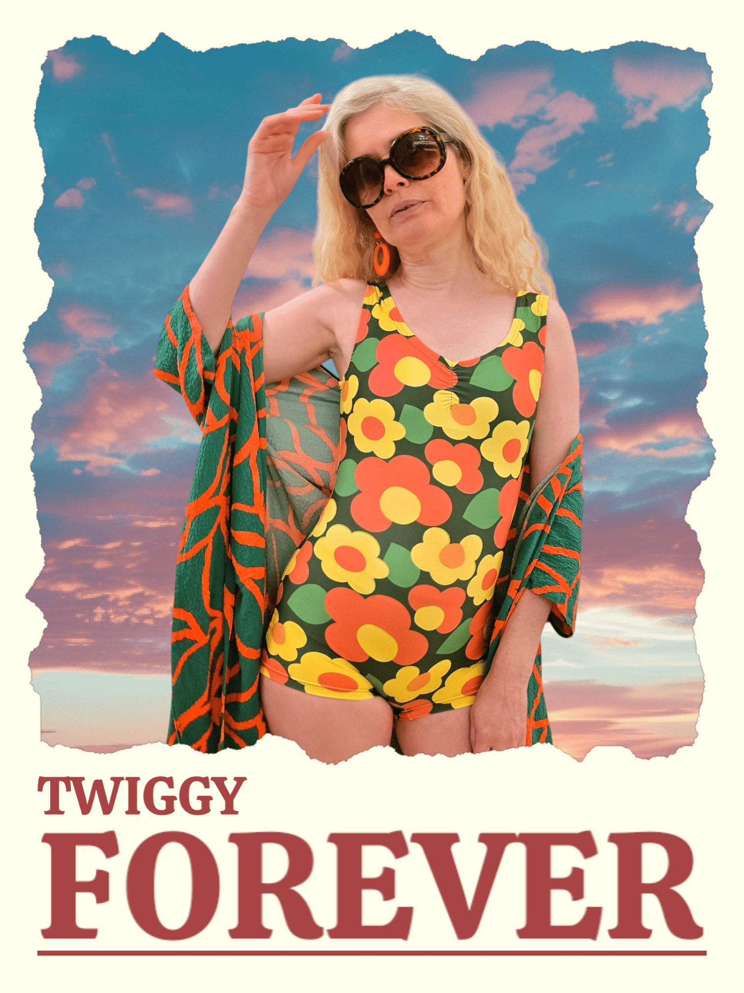 Retromönstrad Baddräkt Twiggy - Rino Design Sthlm
