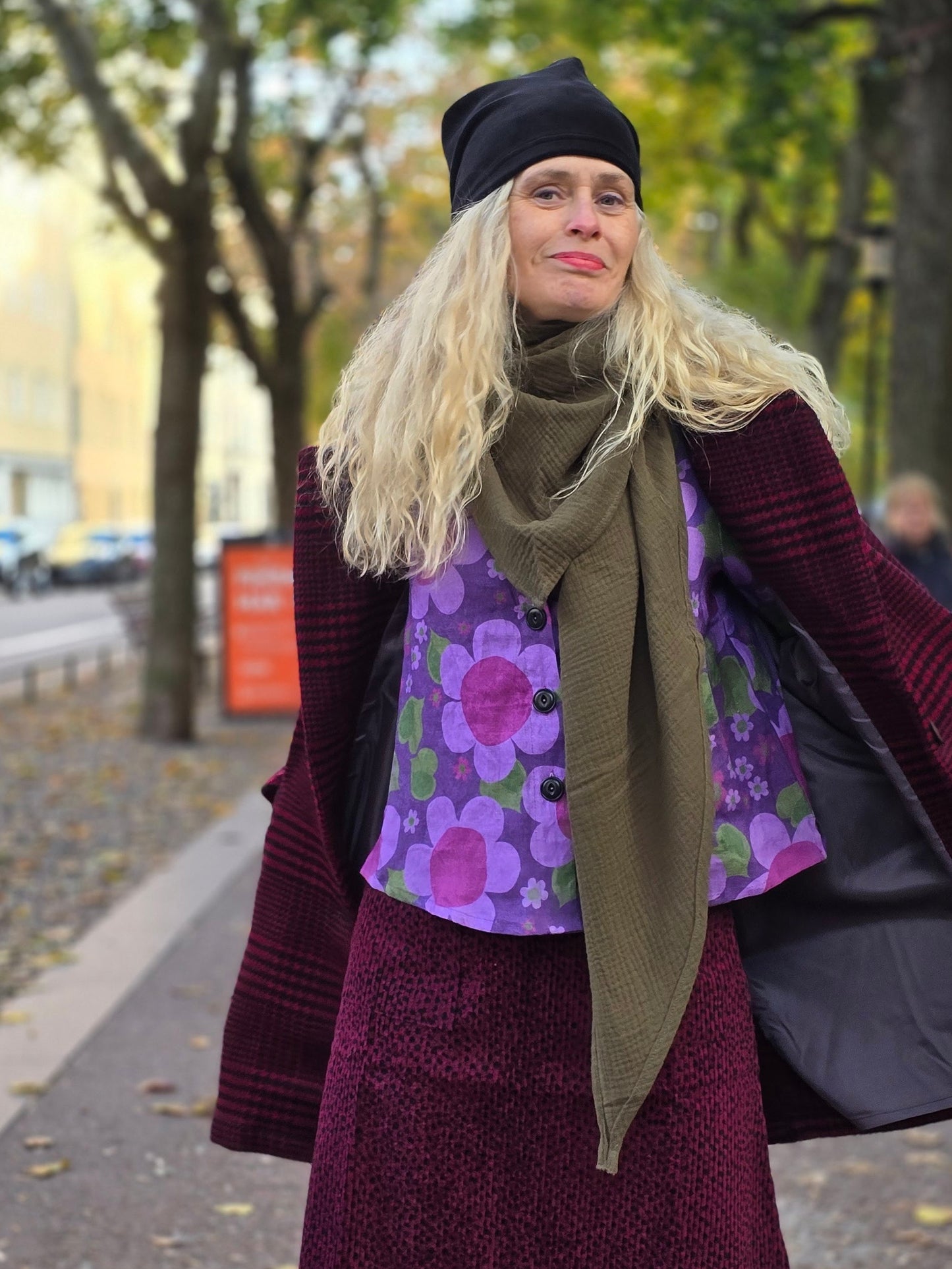 Jacka oversized röd ull
