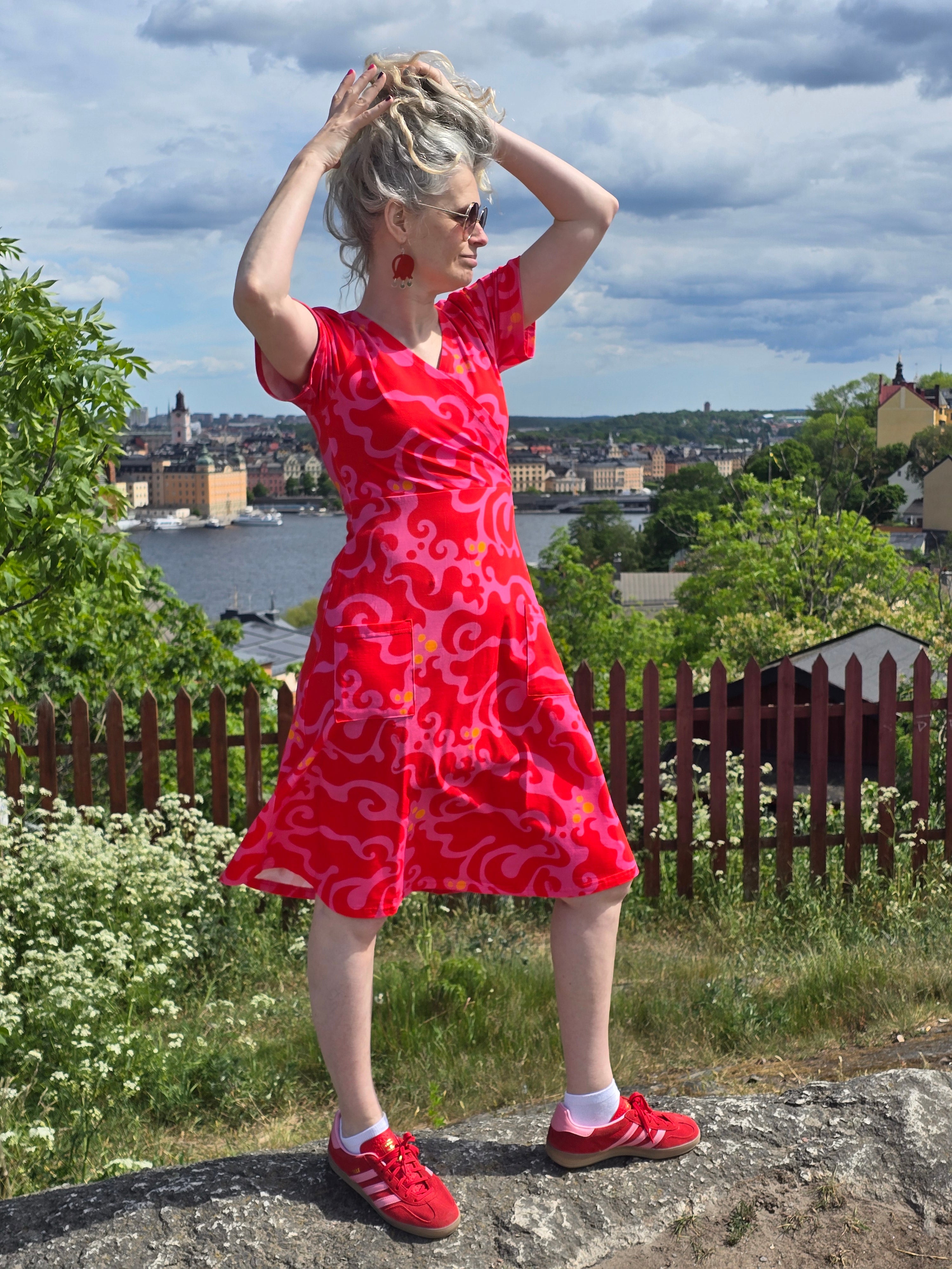 Trikåklänning Rosa Virvel | Rino