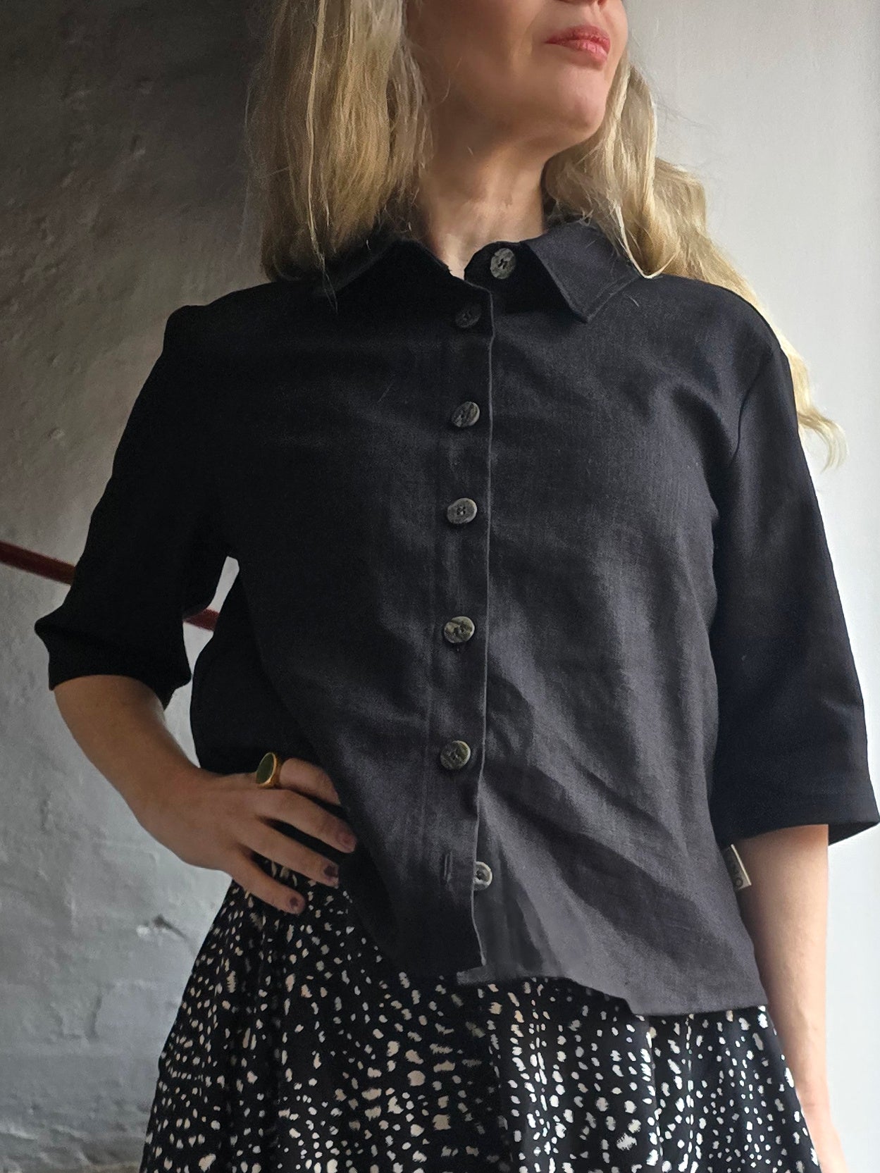 Blus Svart lin | Rino