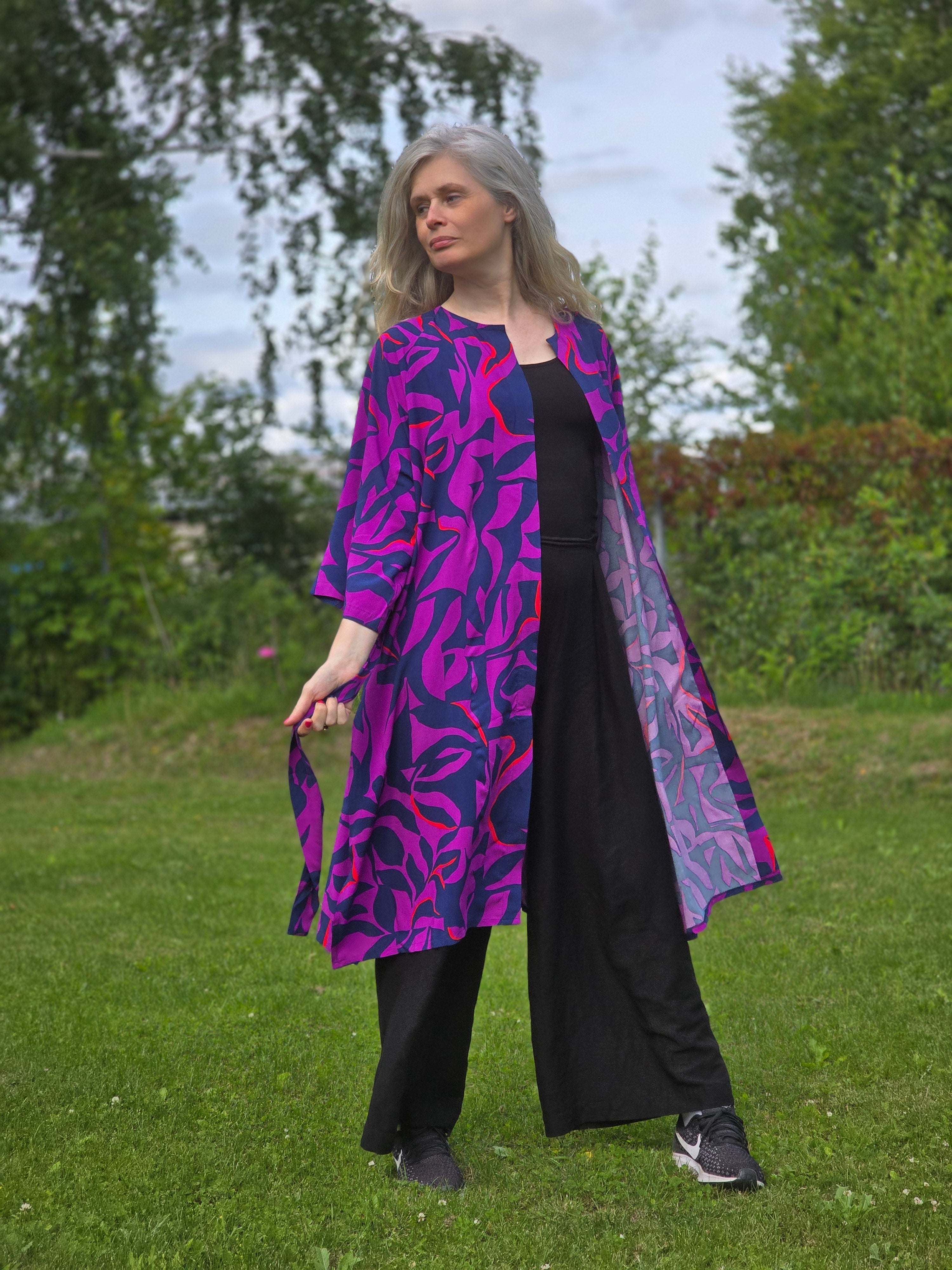 Kimono färgglad Lila Mörkblå | Rino