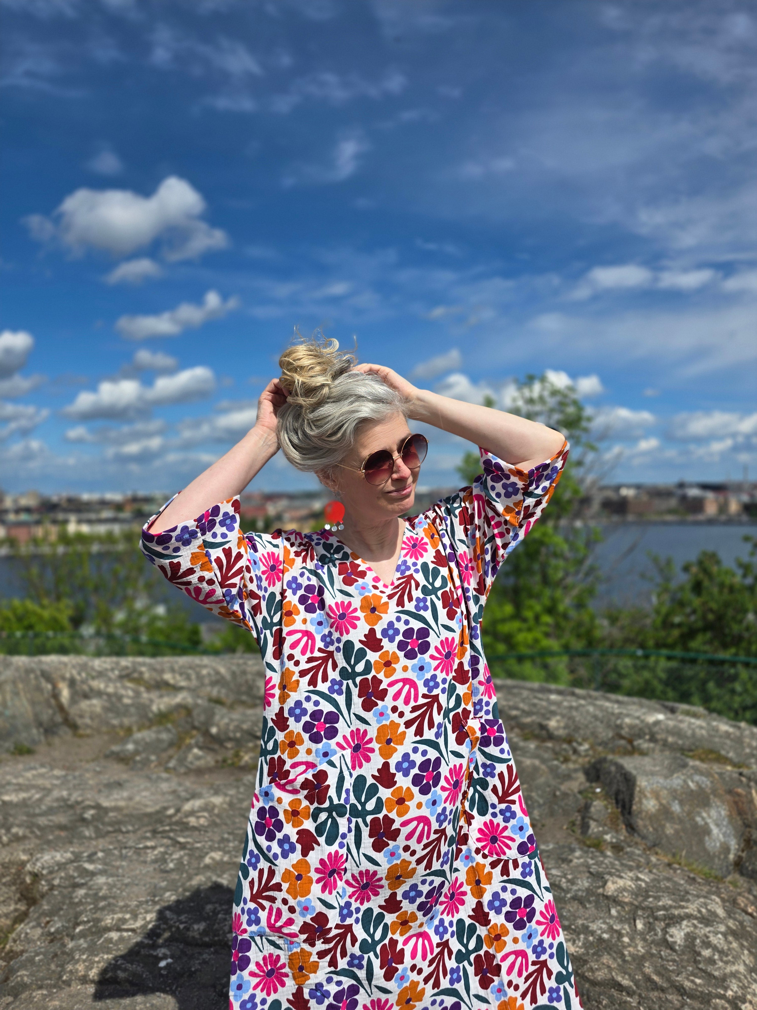 Klänning Vera Vit blomster muslin | Rino