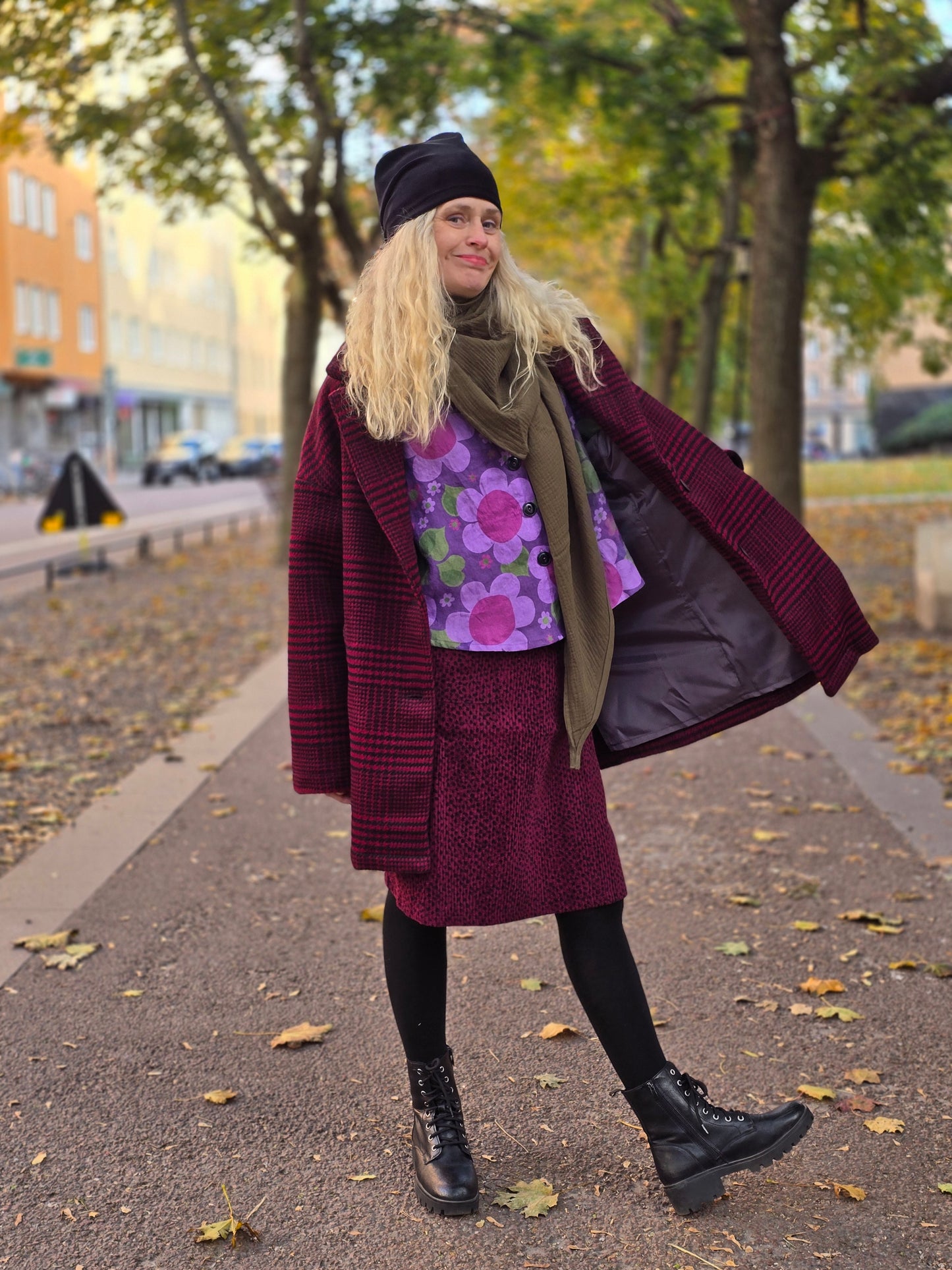 Jacka oversized röd ull