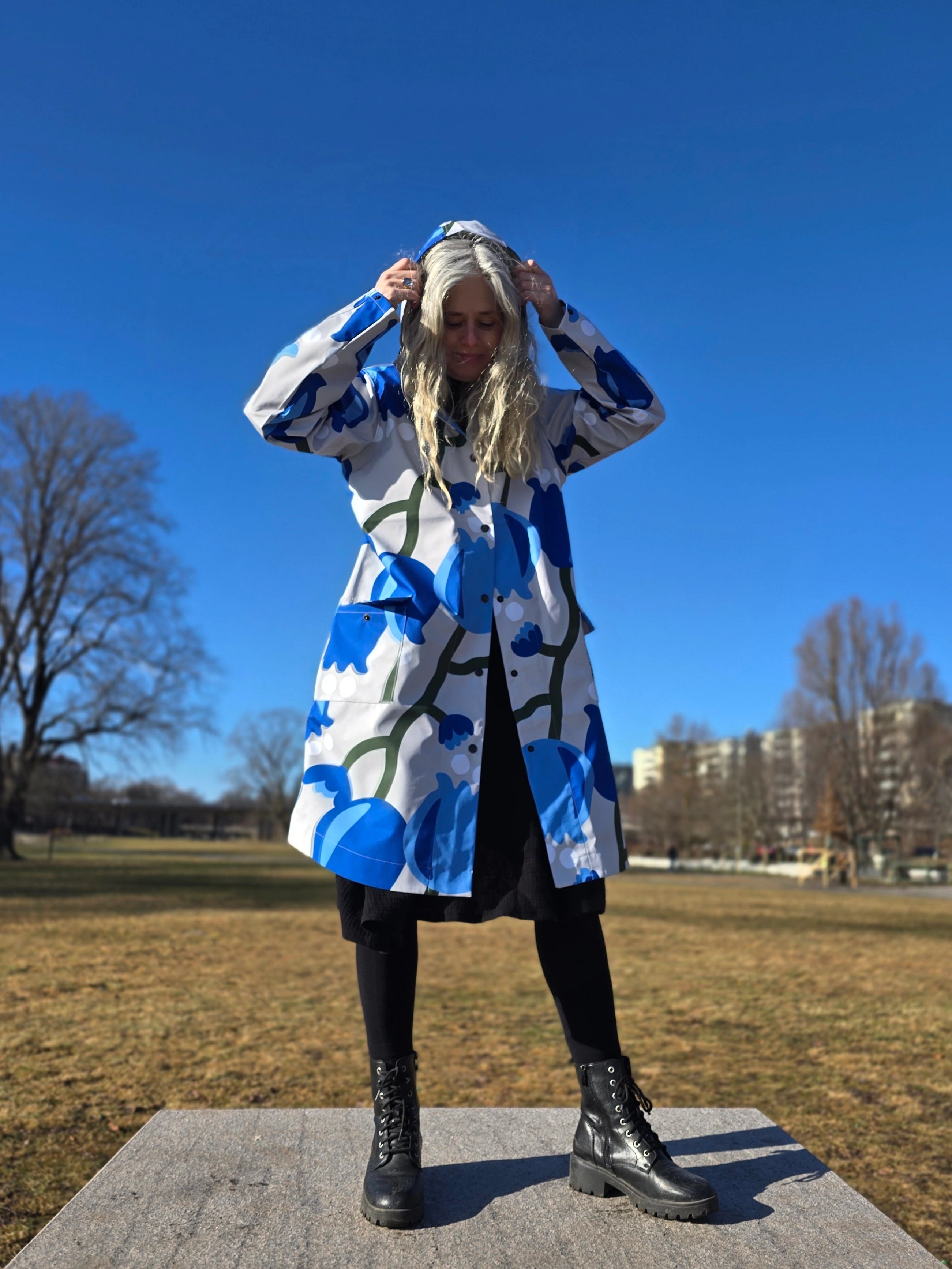 Regnkappa Mönstrad Blå Tulpan | Rino