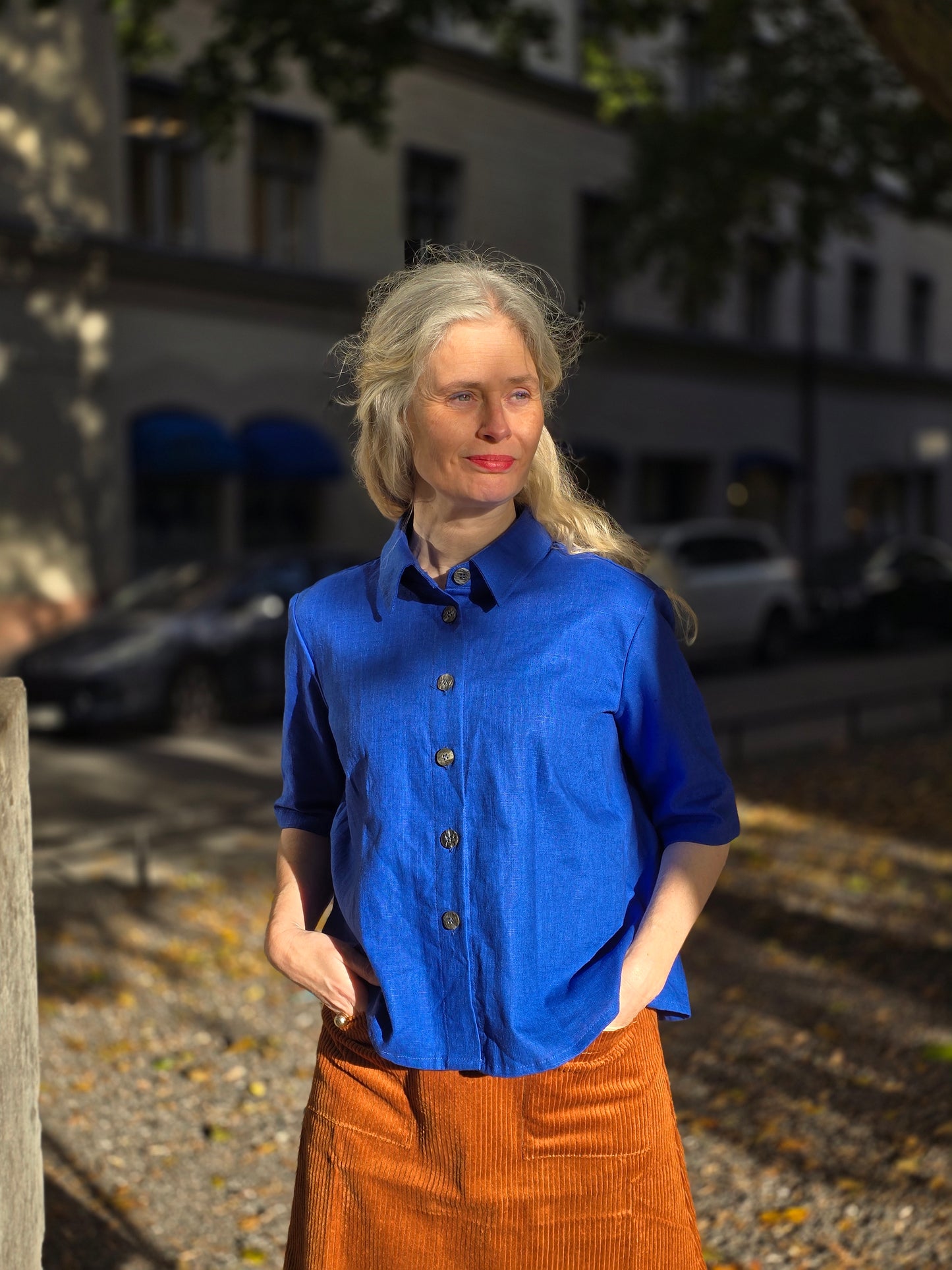 Blus Linne Klarblå