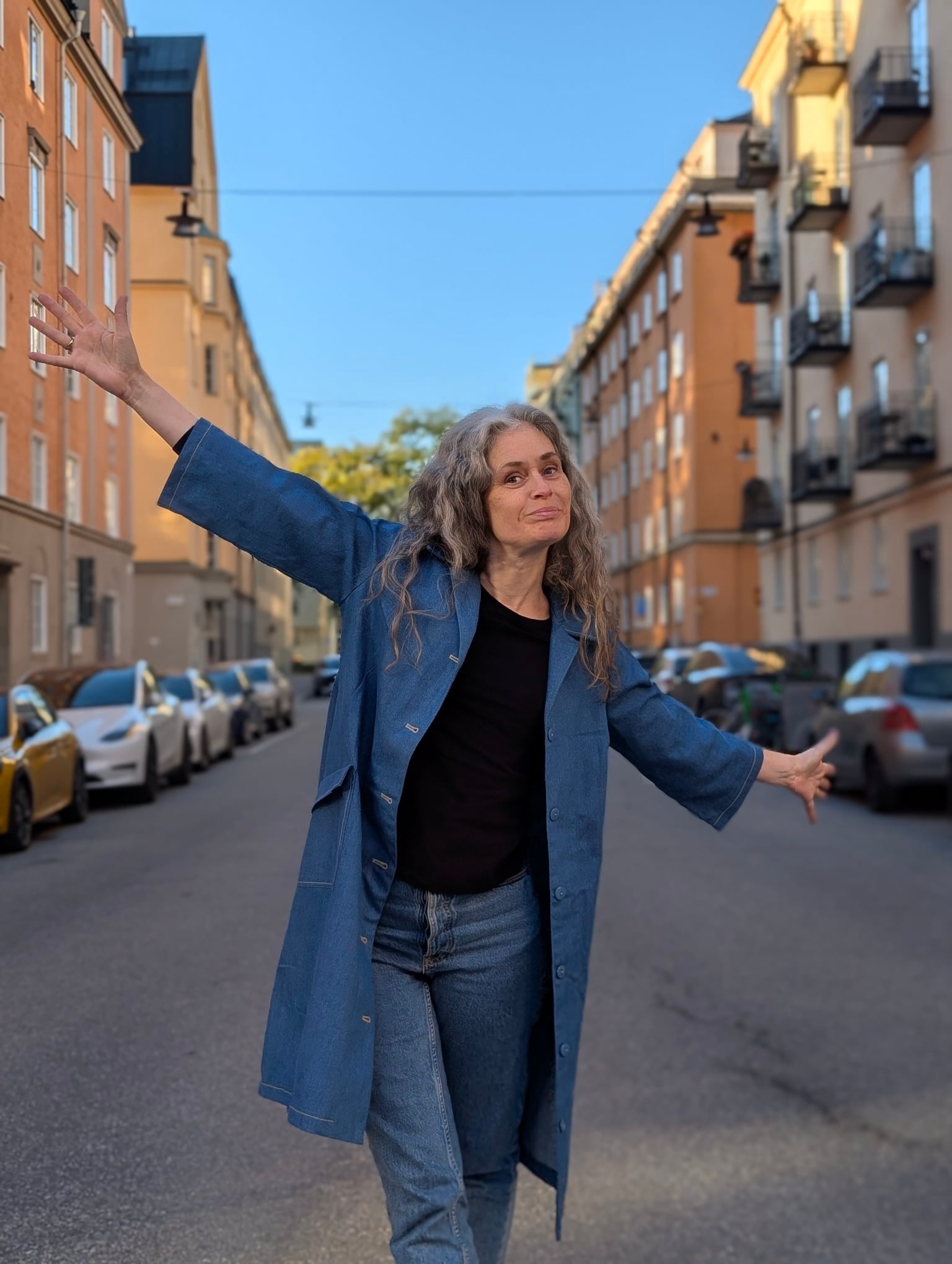 Rockklänning / Städrock Blå jeans | Rino Klänning i S från Rino Design Sthlm