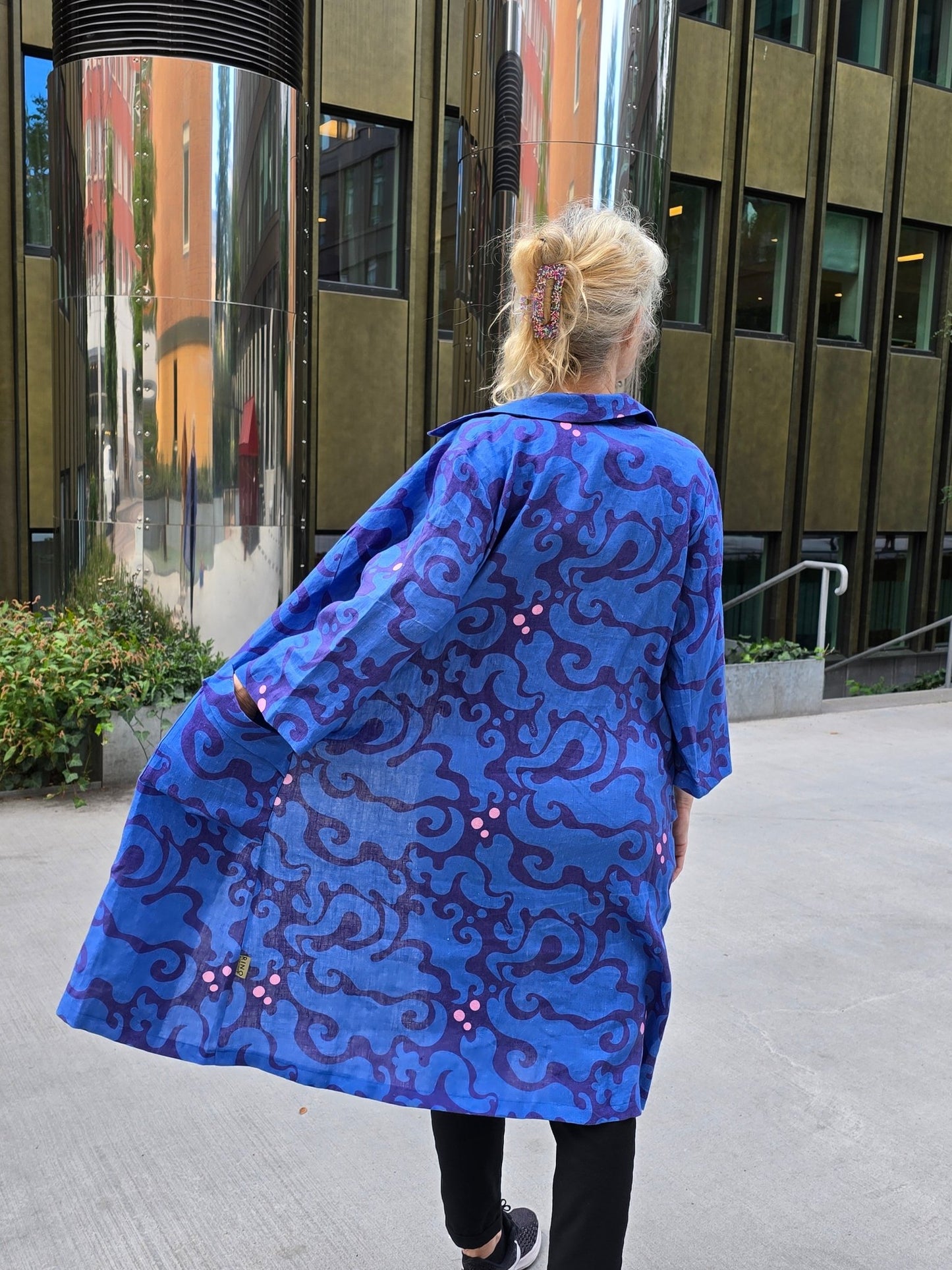 Rockklänning / Städrock Blå Virvel - Rino Design Sthlm