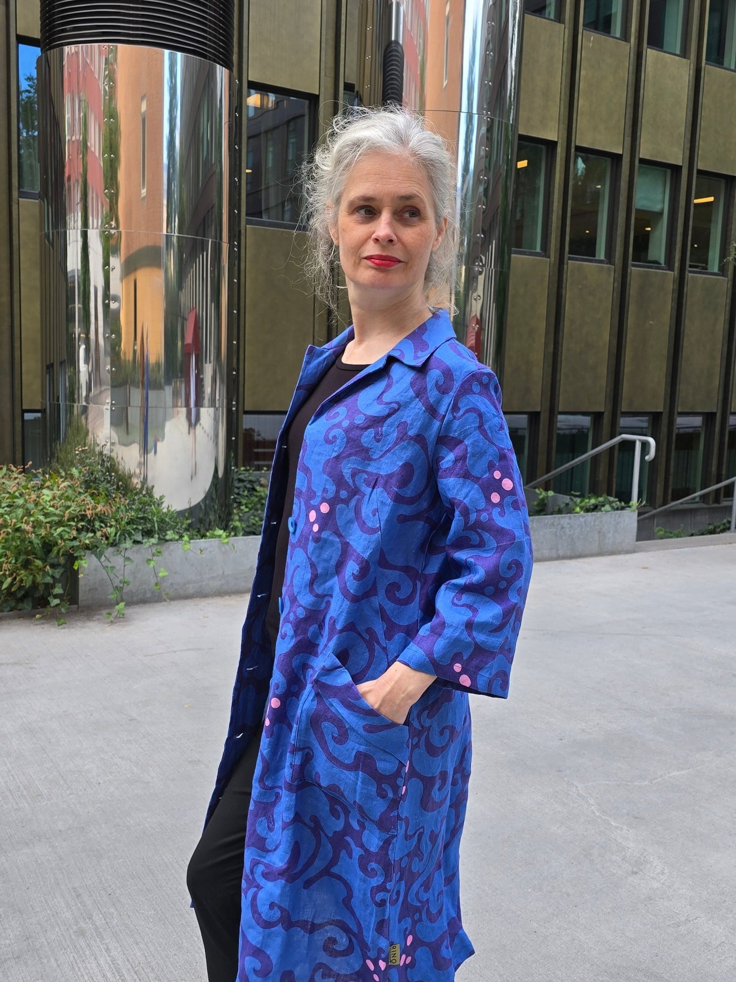 Rockklänning / Städrock Blå Virvel - Rino Design Sthlm