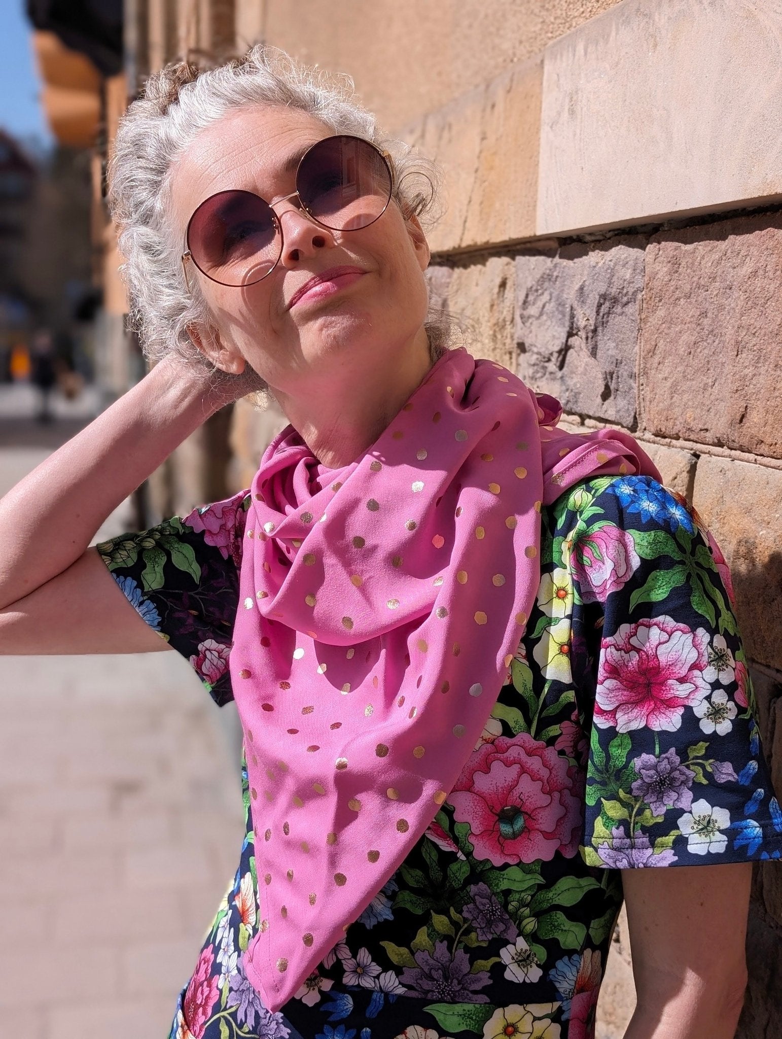 Sjal trekant Rosa/guld | Rino Sjal i Mindre från Rino Design Sthlm