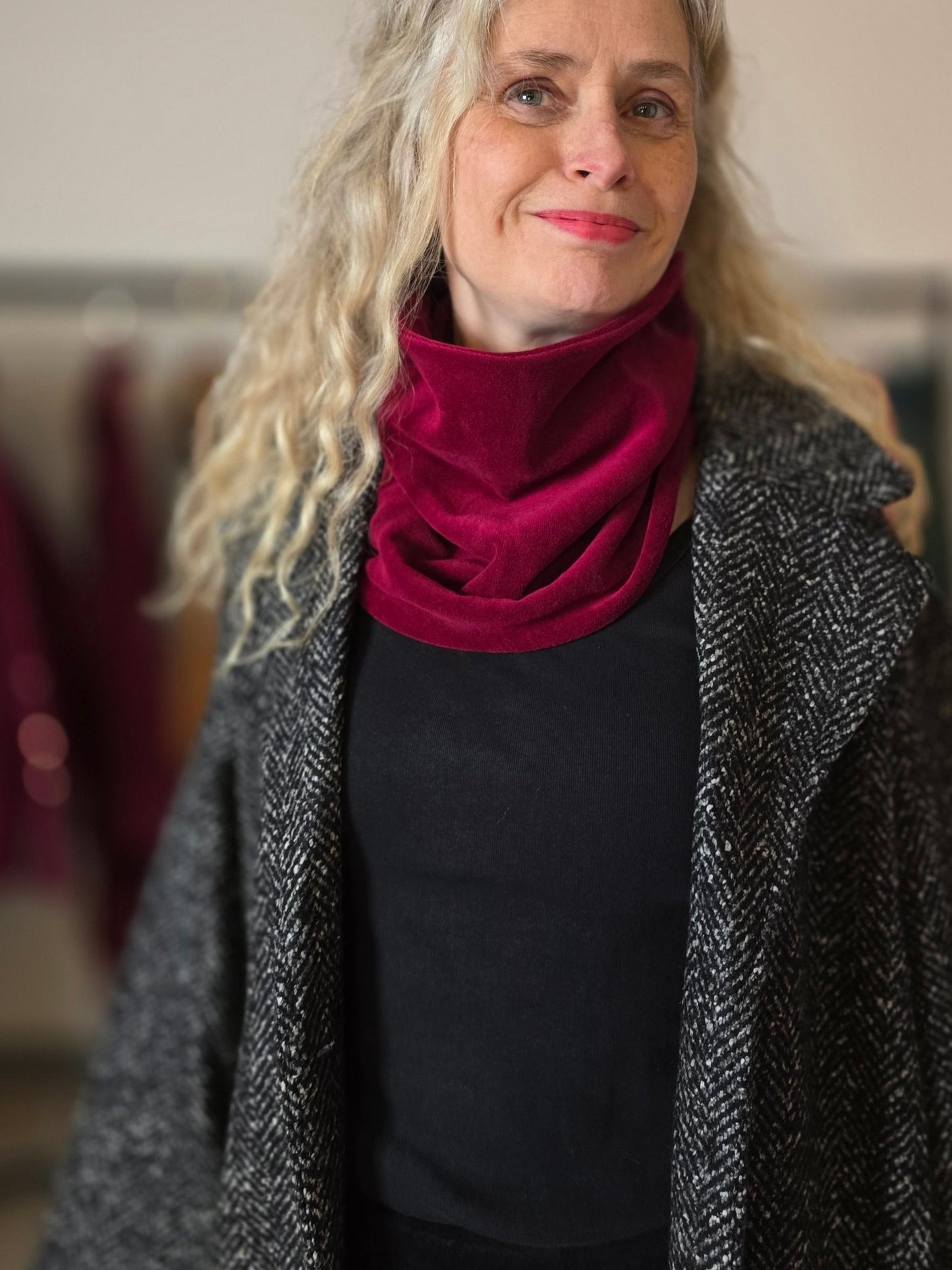 Tubsjal Velour Vinröd - Rino Design Sthlm