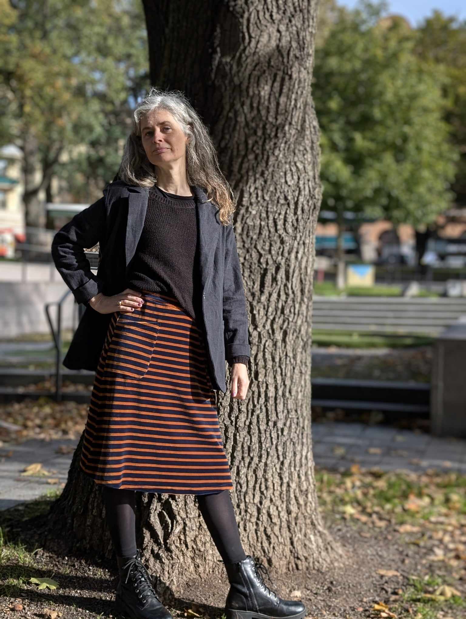 Velourkjol Randig | Rino Kjol i S från Rino Design Sthlm