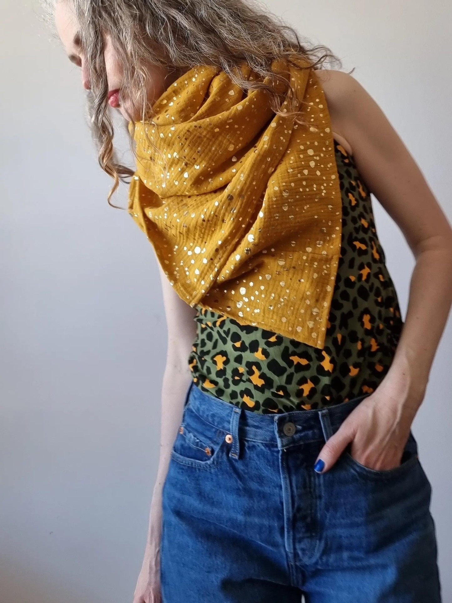Muslinsjal Gul/guld - Rino Design Sthlm