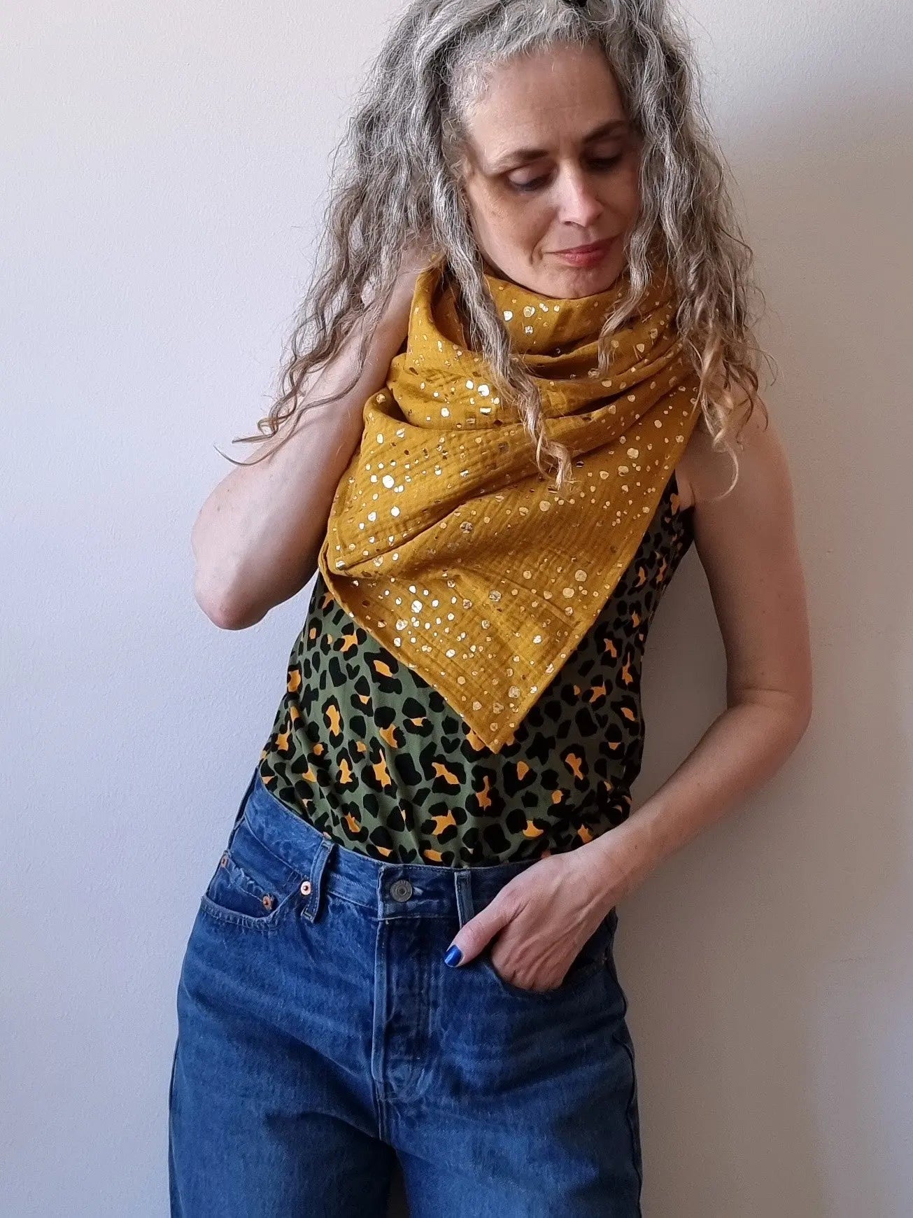 Muslinsjal Gul/guld - Rino Design Sthlm