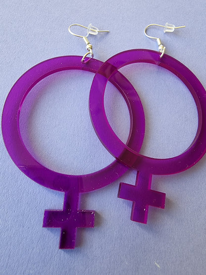 Earrings feminist Purple