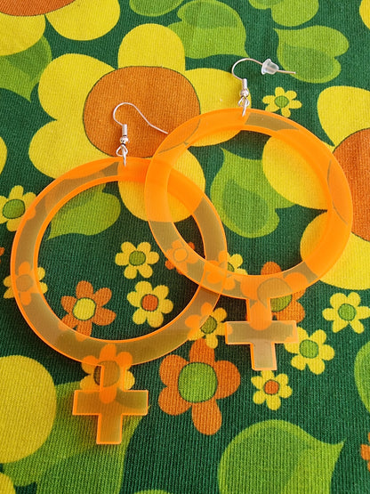 Earrings feminist Orange