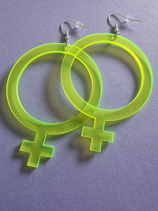 Feminist earrings Neon yellow