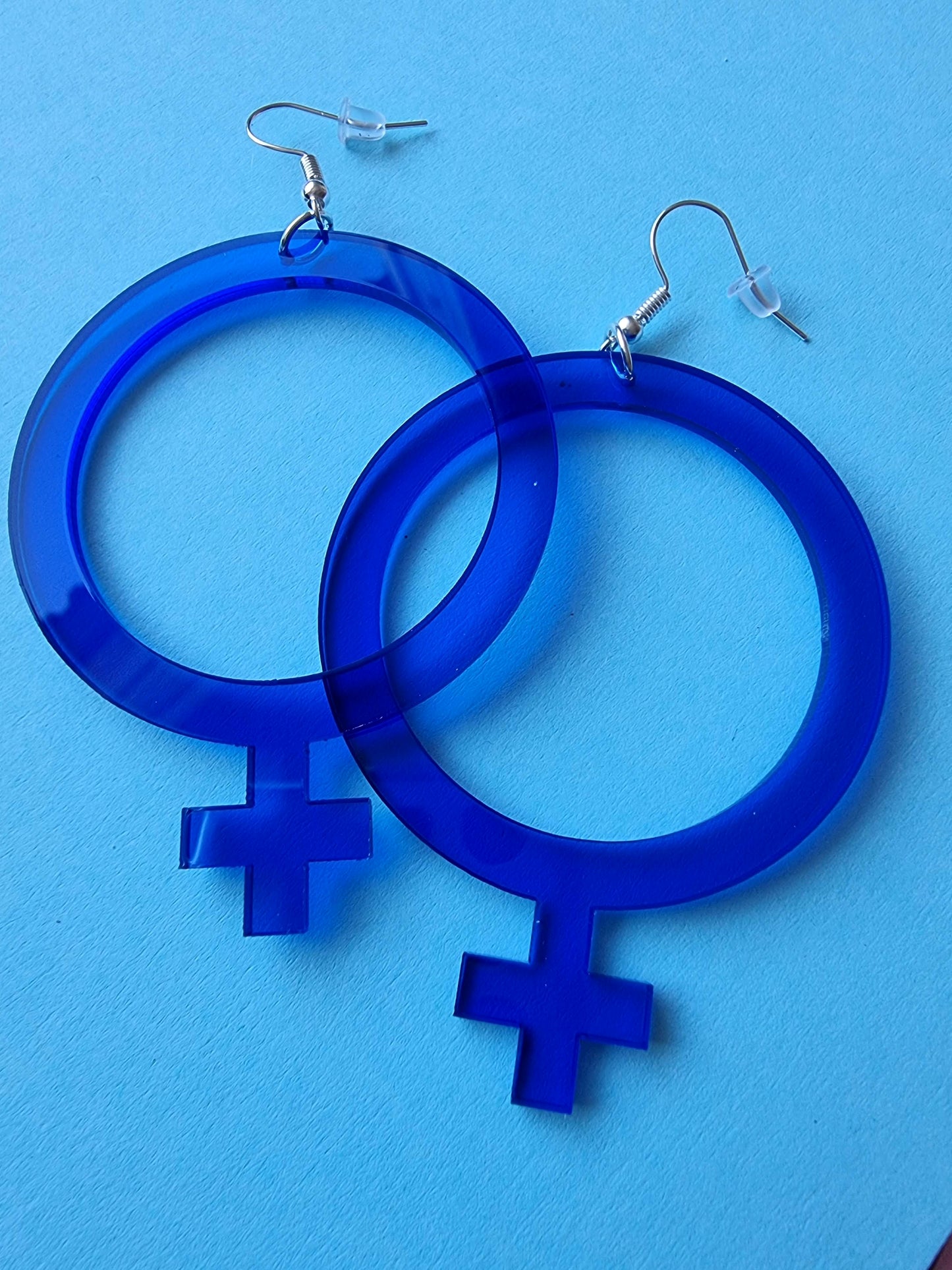 Earrings feminist Blue