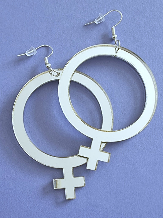 Earrings feminist silver